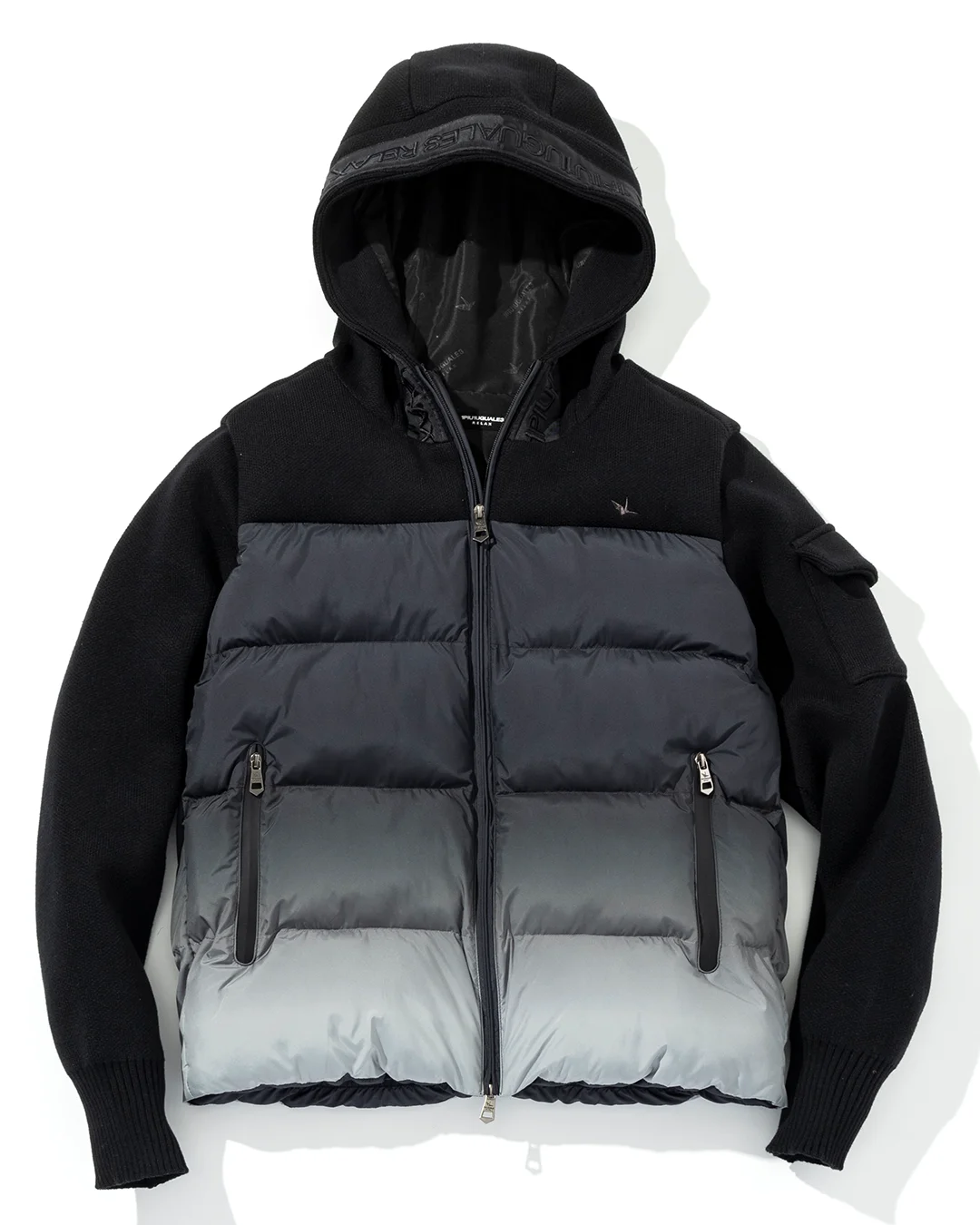 グラデーションニットコンビパデッドジャケット