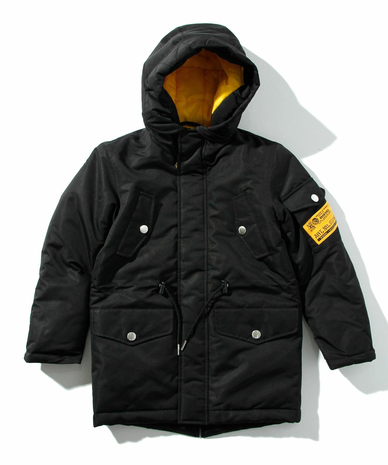 DIESEL モッズコート 黒 ファー付 アウター　オレンジ　ディーゼル　ロング DIESEL KIDS ミリタリージャケット モッズコート 入学式 DIESEL