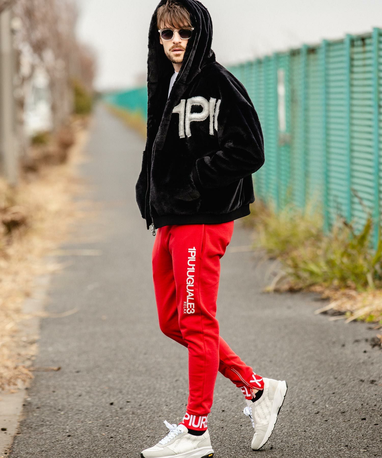 1piu1uguale3 セットアップ スウェット ミラーロゴ ネイビー L セットアップ 上下セットアップ スウェットセットアップ ウノピュウ