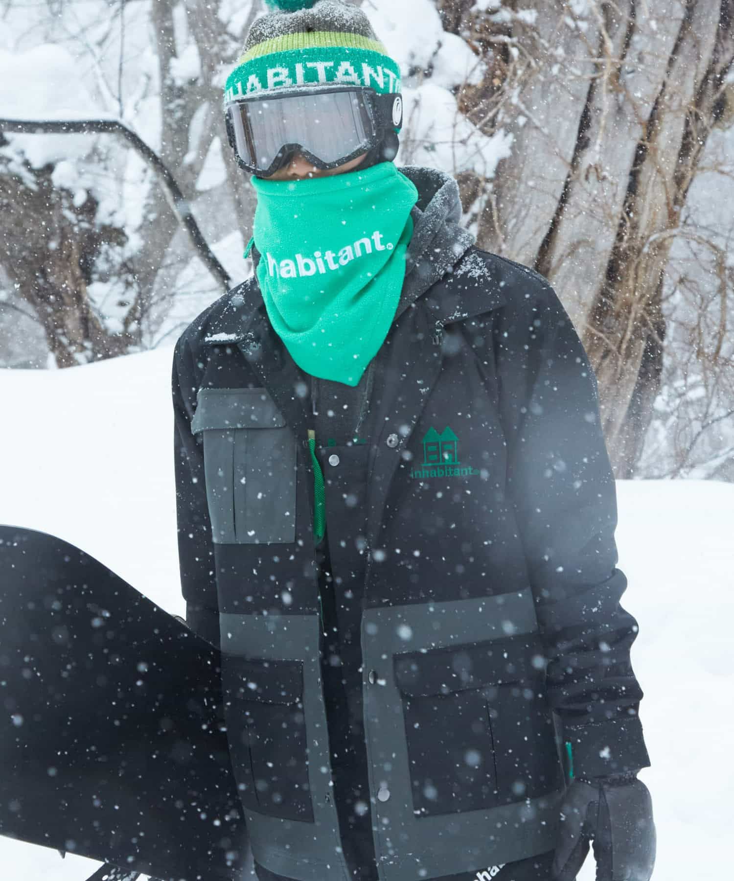inhabitant インハビ 2way スノーボード コーチジャケット M inhabitant(インハビタント)ECO NYLON Polyester Taffeta 2L