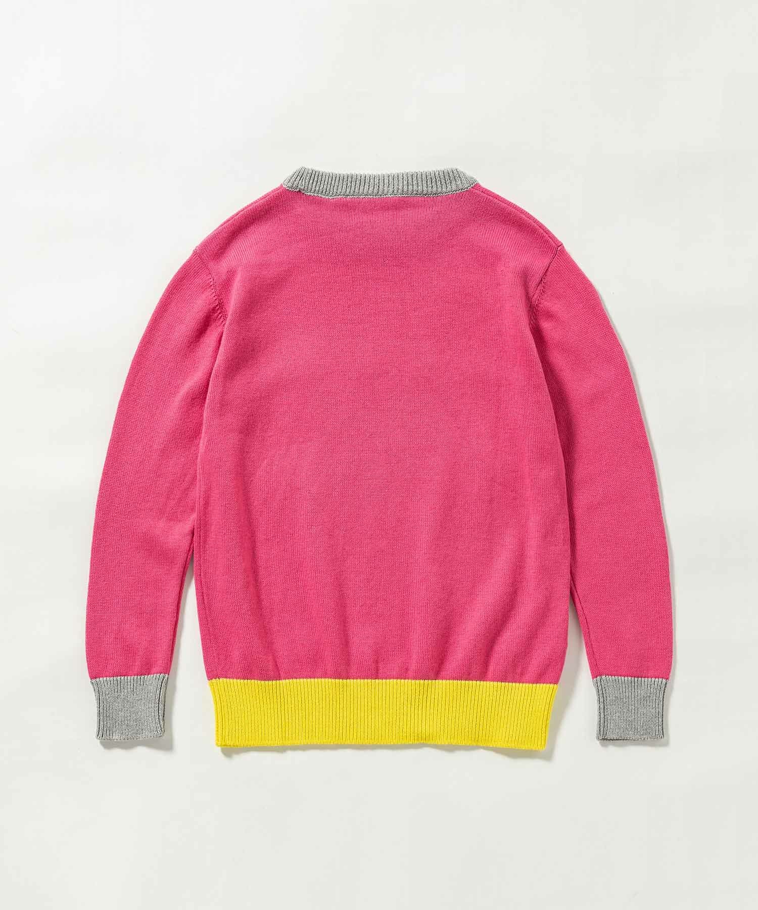 MARNI ロゴニットセーター 長袖 ピンク/グリーン MARNI（マルニ） ニット セーター 入学式 Kids ＆ Junior チェック