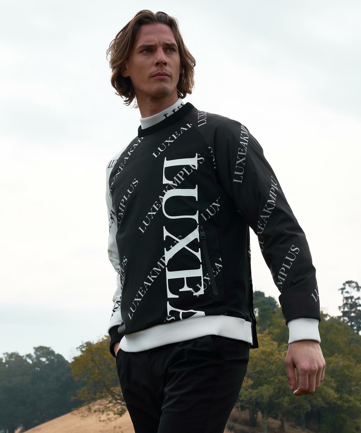 LUXEAKMPLUS 23AW バイカラー総柄中綿 スニードジャック ゴルフ LUXEAKMPLUS(リュクスエイケイエムプラス)ゴルフ バイカラー総柄中綿