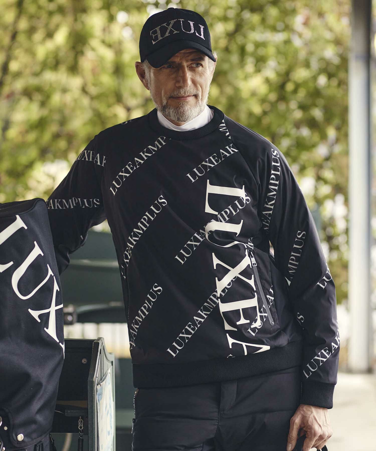 LUXEAKMPLUS 23AW バイカラー総柄中綿 スニードジャック ゴルフ LUXEAKMPLUS(リュクスエイケイエムプラス)ゴルフ バイカラー総柄中綿