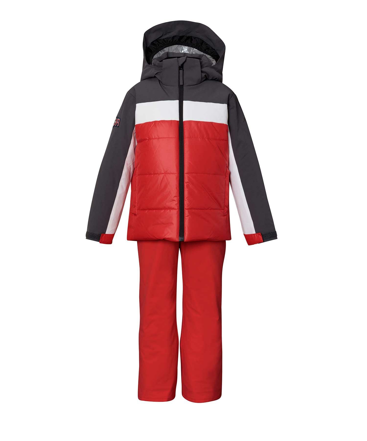 シルバー 赤 フード付き スキーウェア phenix(フェニックス)Winter Treasure Junior Two-piece キッズ/スキー