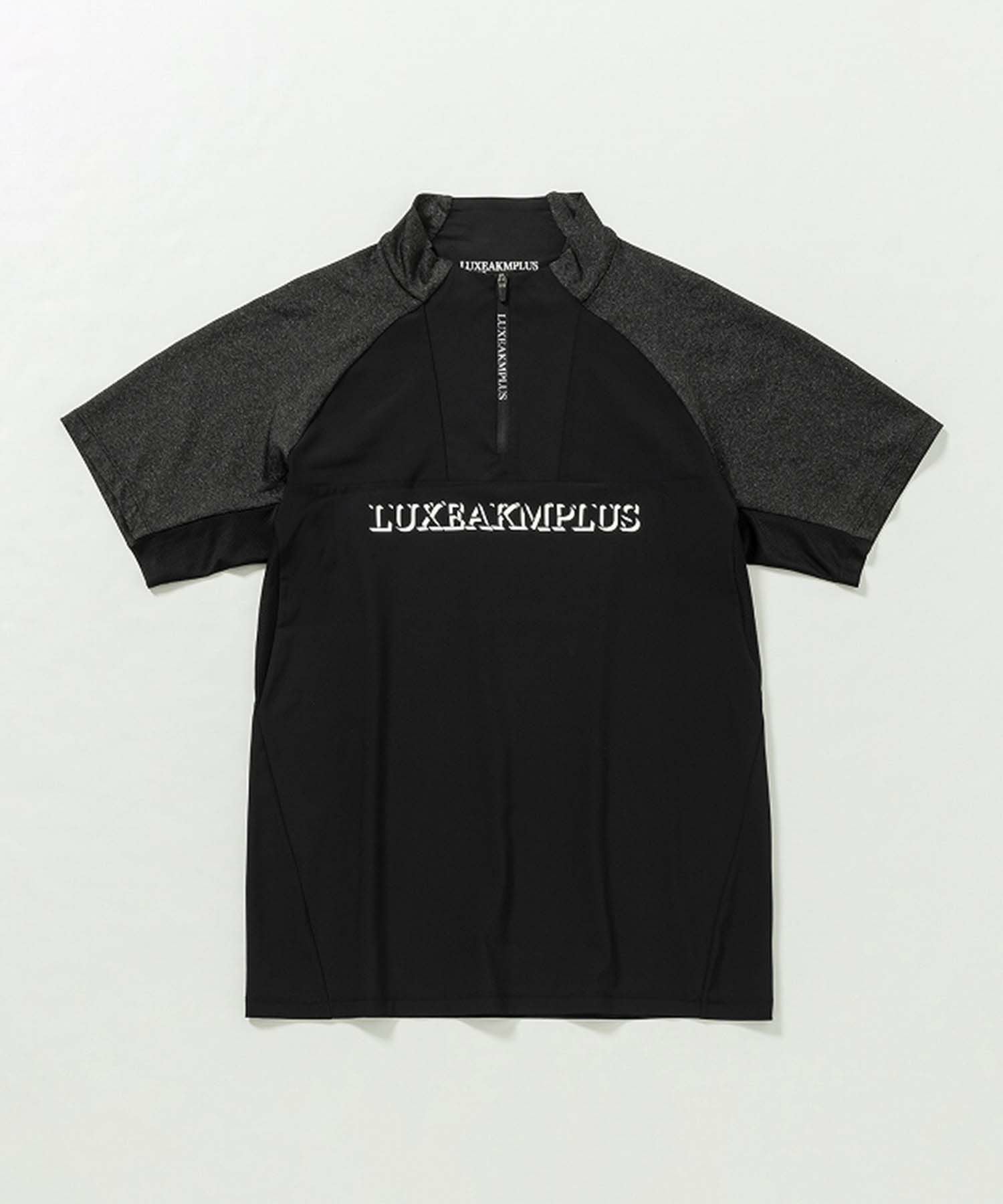 LUXEAKMPLUS ブラック XL 半袖シャツ LUXEAKMPLUS(リュクスエイケイエムプラス)ゴルフ フロントロゴ半袖