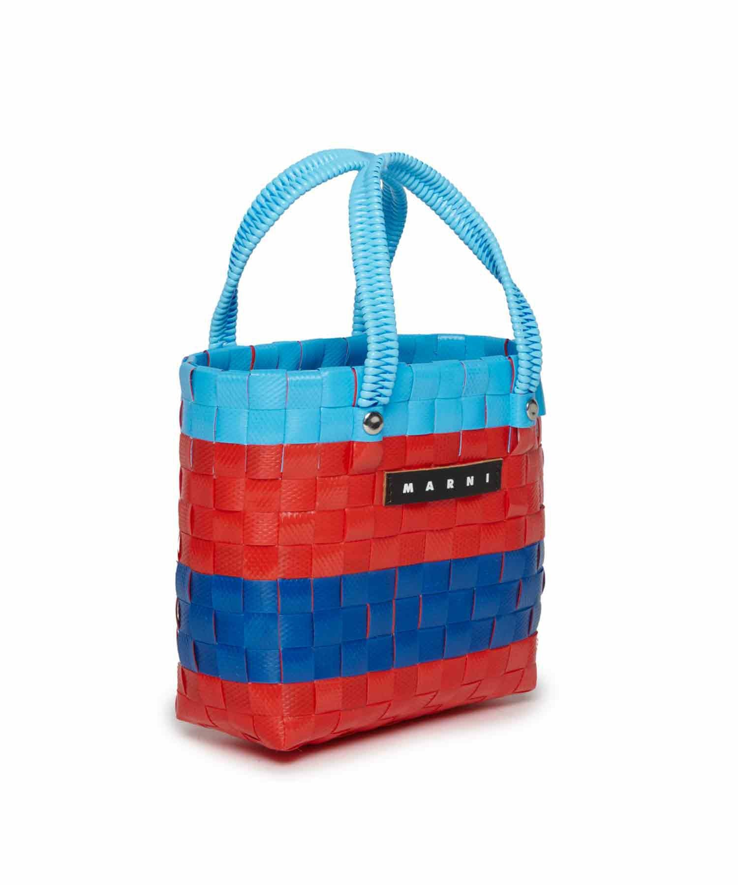 MARNI マルニ かごバッグ ブルー×レッド ブルー レッド MARNI MARKET Criss-Cross ミニ バスケットバッグ | Marni