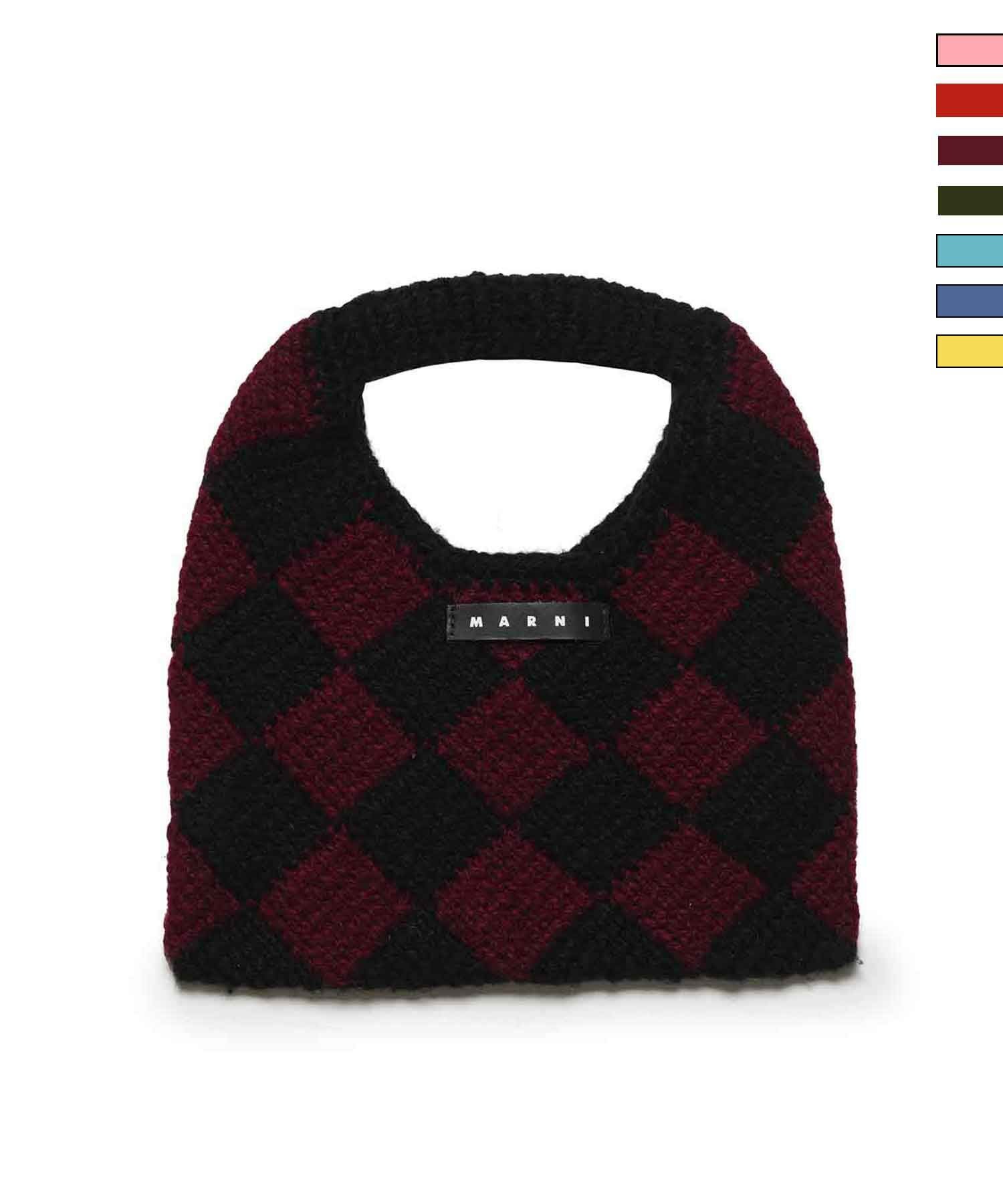 MARNI 編み物かごバッグ 赤黒ベージュ MARNI（マルニ） バッグ ピクニックバスケット 編み込み かごバッグ