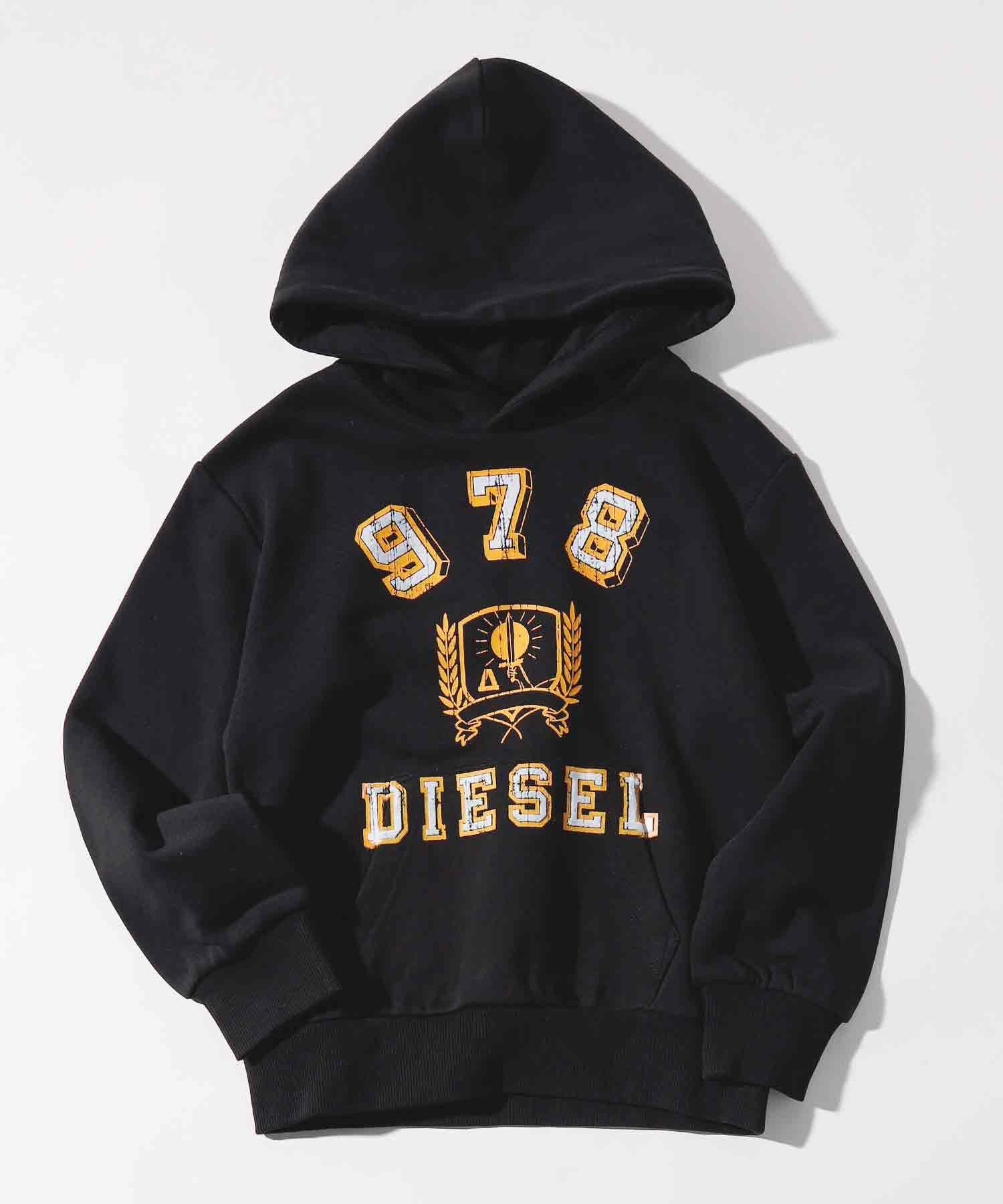 DIESEL ロングパーカー DIESEL (ディーゼル) ボックスロゴ ポケット付き パーカーワンピース