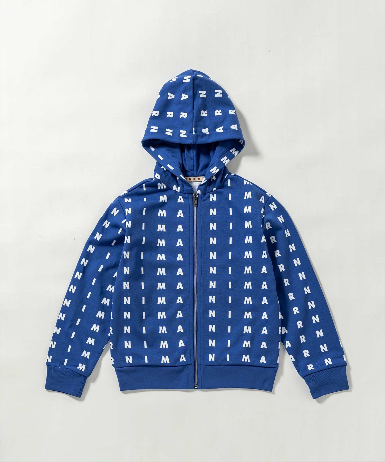 MARNI マルニ ジップアップパーカー ボンディング MARNI(マル二)Kids & Junior 総柄ブランドロゴジップアップフーディー