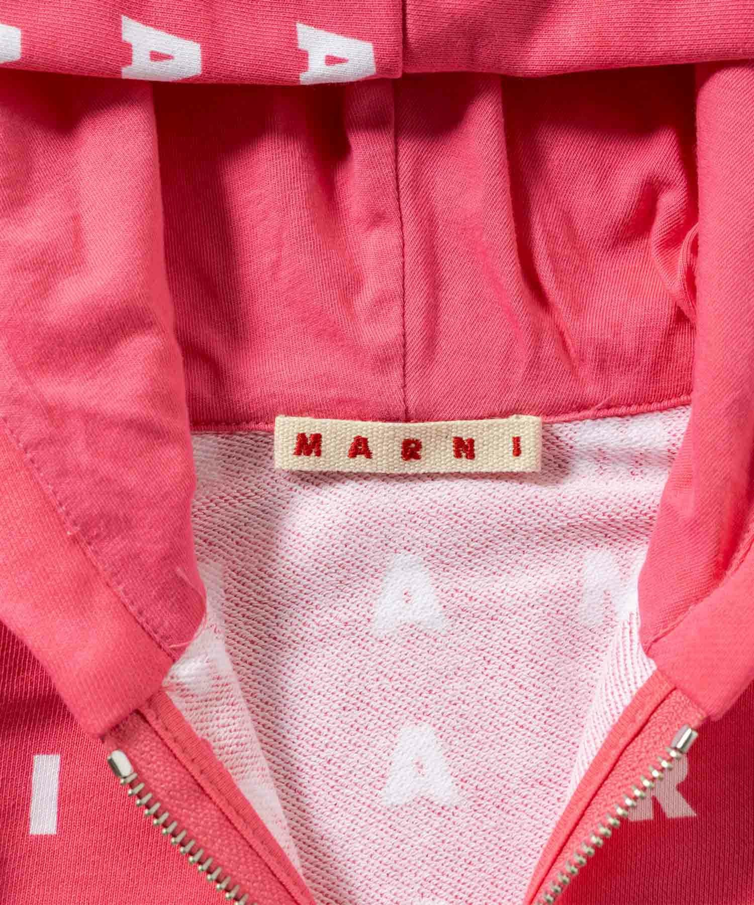 MARNI(マル二)Kids & Junior 総柄ブランドロゴジップアップフーディー