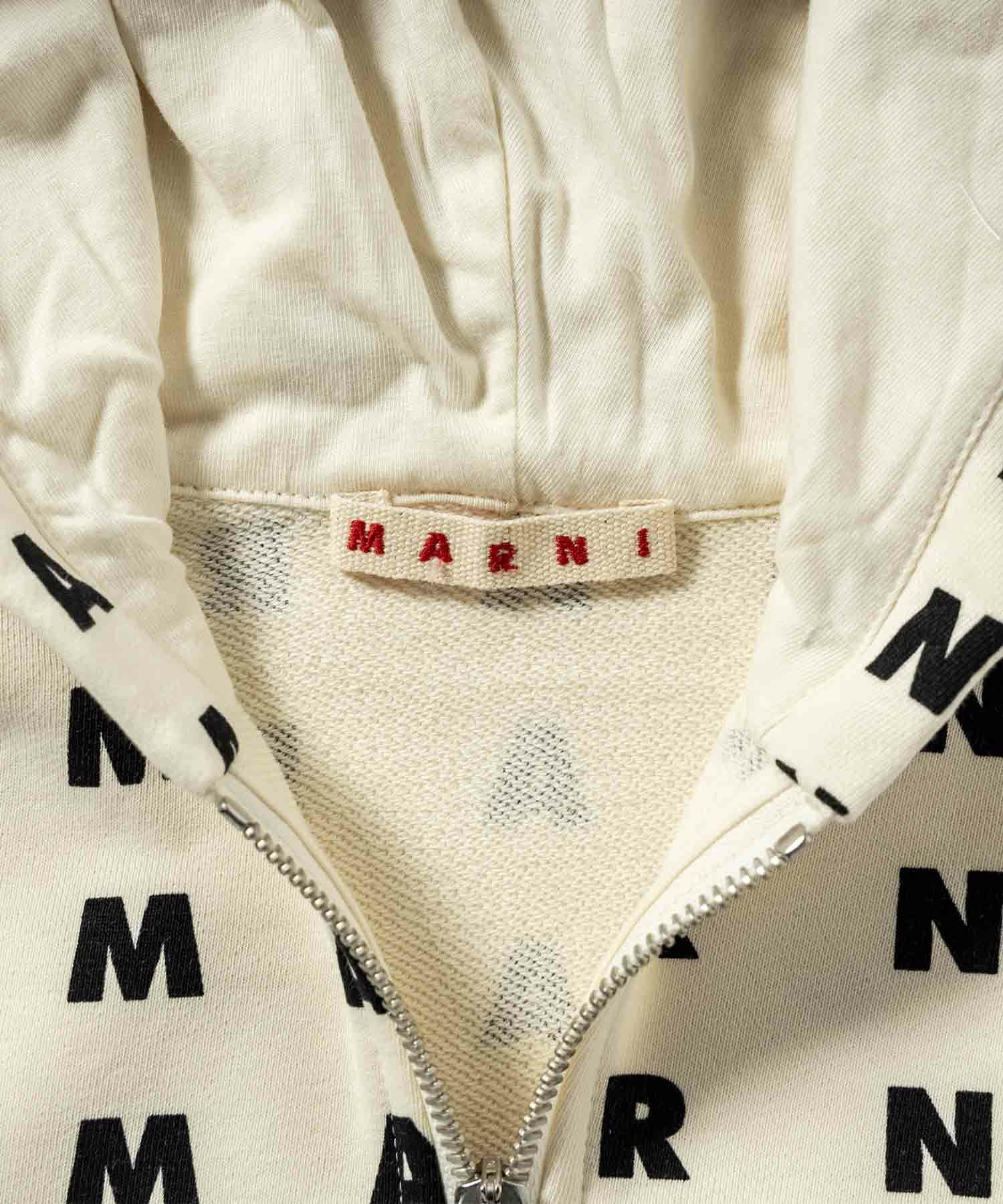 MARNI(マル二)Kids & Junior 総柄ブランドロゴジップアップフーディー