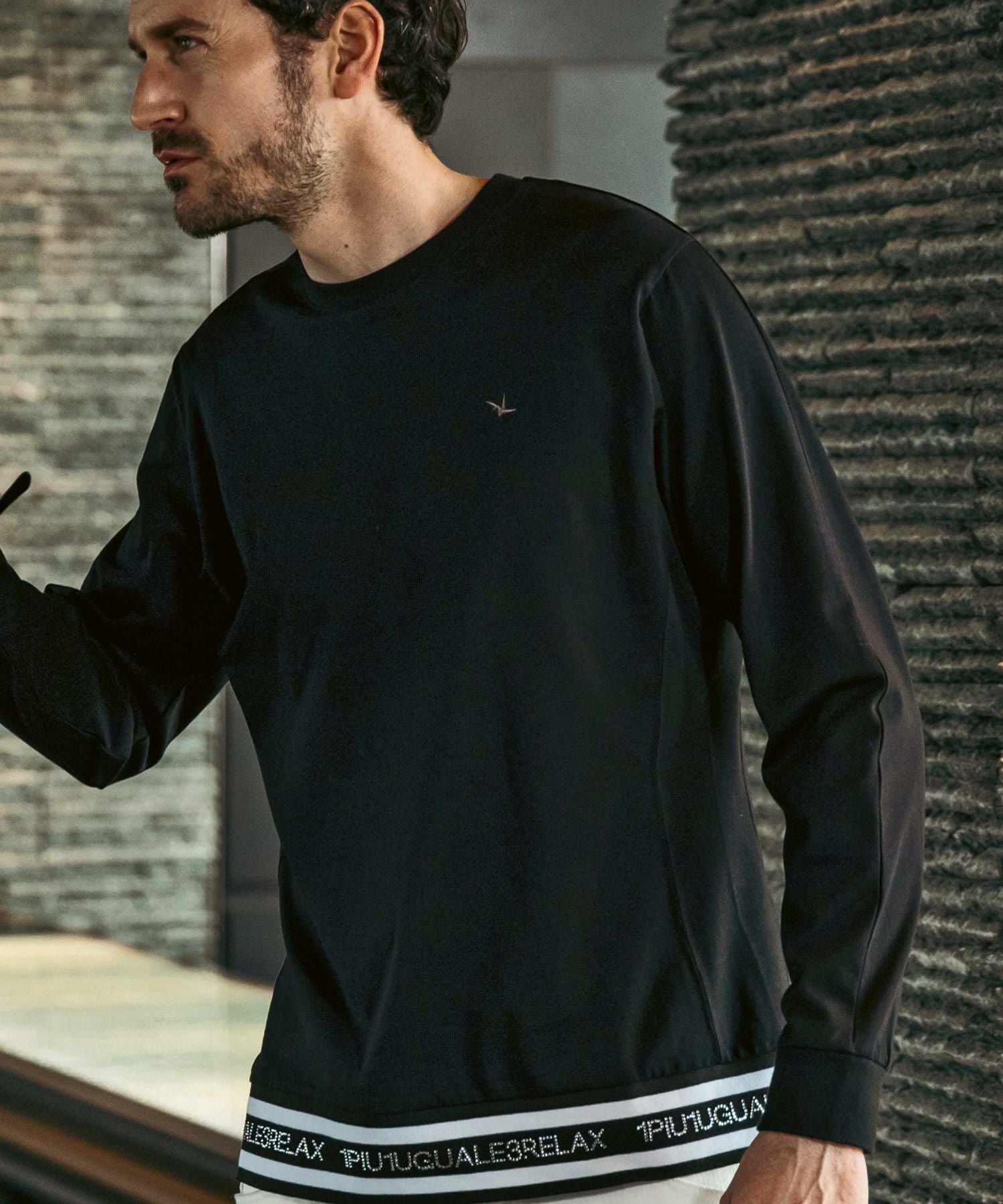 【美品】ウノピューウノ　カーキ　モックネックロングTシャツ　XL 1PIU1UGUALE3 RELAX(ウノピゥウノウグァーレトレ リラックス)ライン