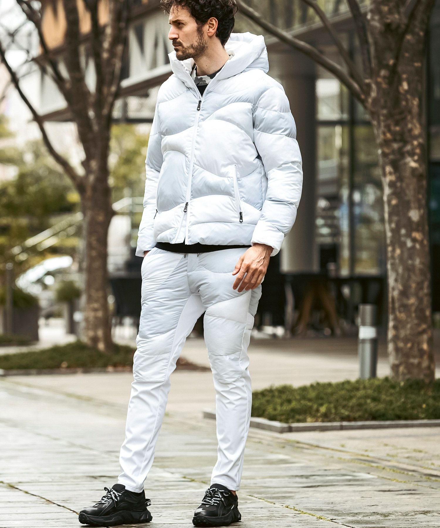 1piu1uguale3　モッズコート　S カシミヤ　狐　迷彩　レザー Real Saga Fox Fur Real Fur LinerHoodie Camouflage Military Coat