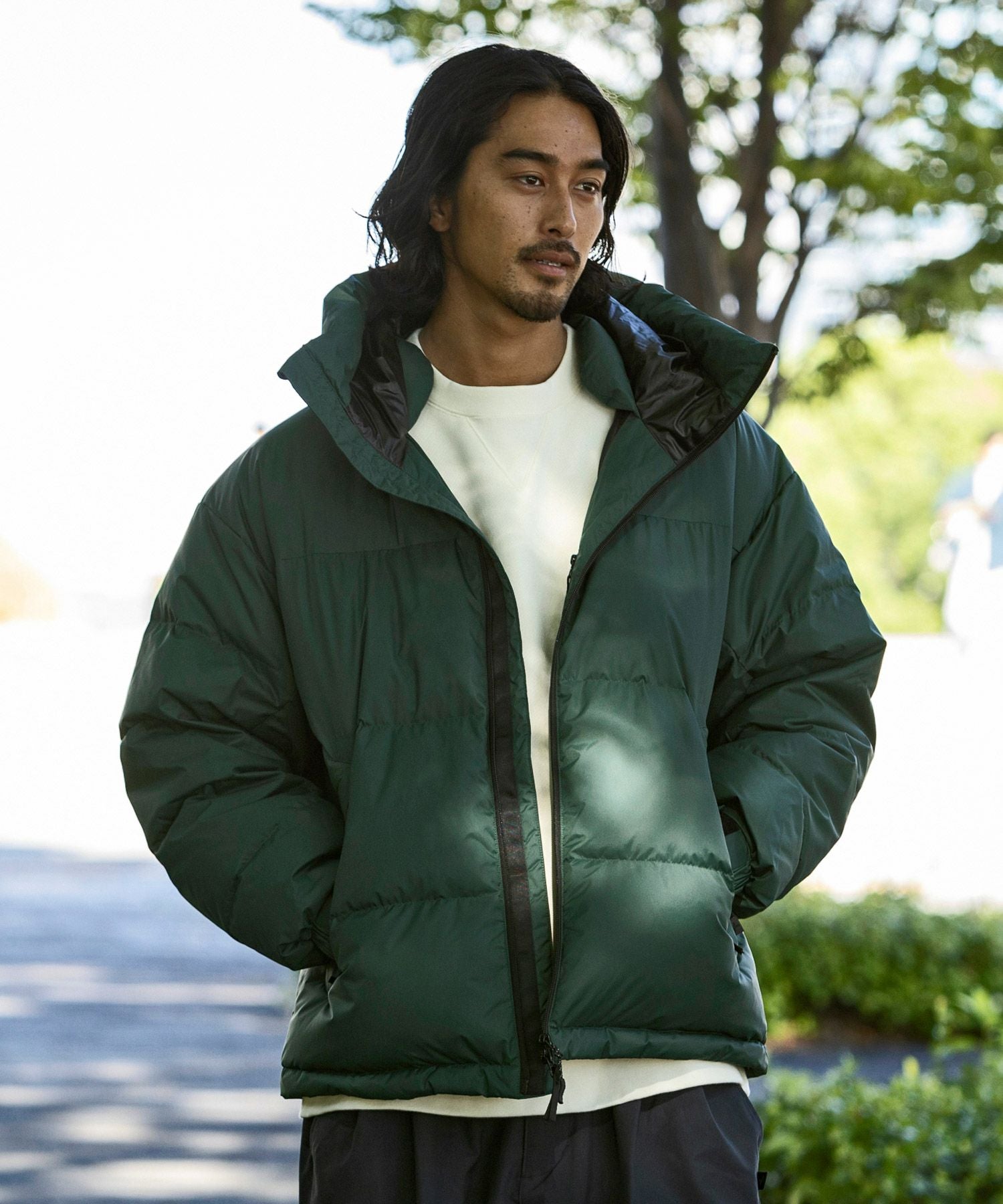 オリーブグリーン キルティング ダウンジャケット phenix(プラスフェニックス)QUILTING DOWN JACKET キルティング ダウン