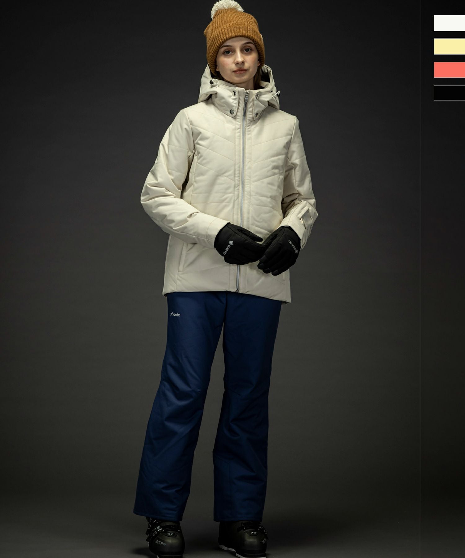 ホワイトグース　フェニックス　昭和レトロ　レディース　スキーウェア　L　上下 phenix(フェニックス)Metallic Accent Ski Two-piece メタリック