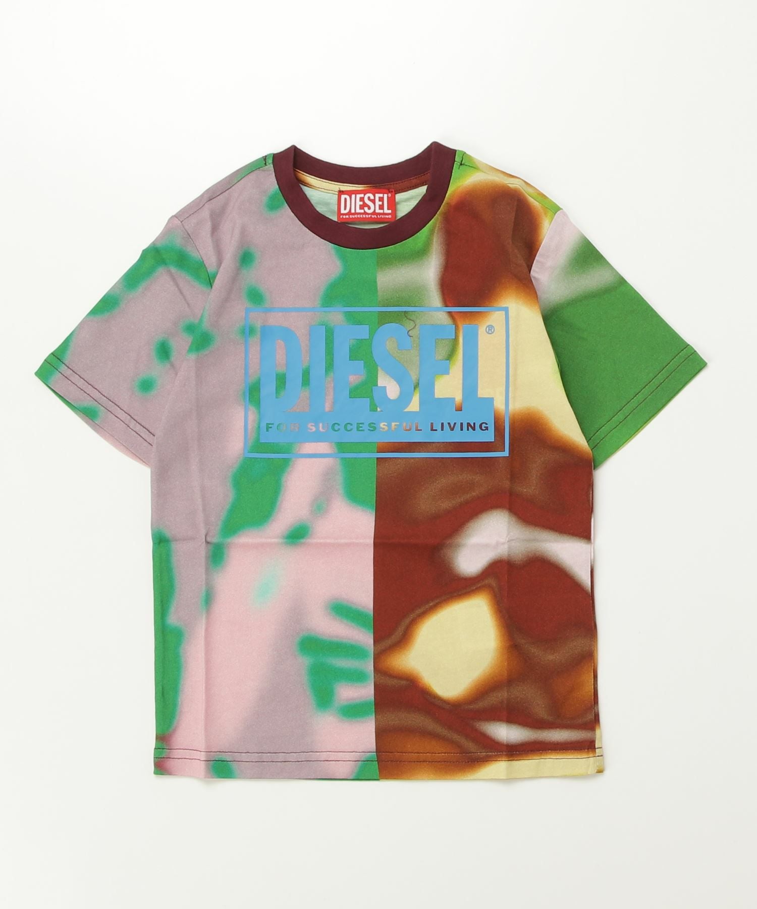 DIESEL 半袖Tシャツ イエロー/ブラウン グラフィック DIESEL（ディーゼル） 半袖Tシャツ メンズ T-WASH-POFF DIESEL