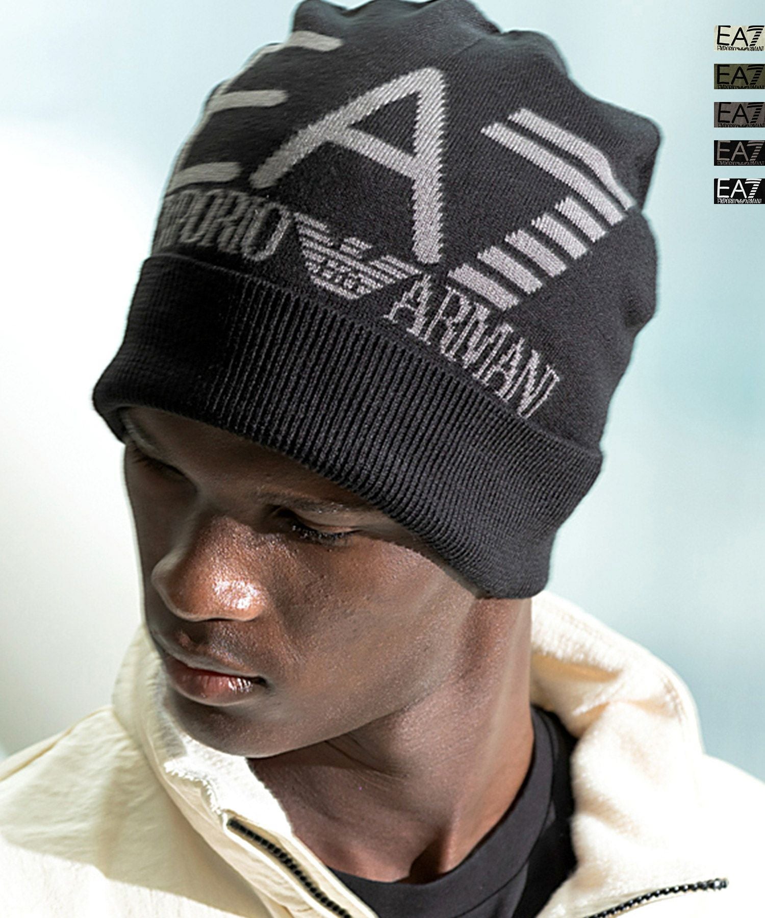 EMPORIO ARMANI EA7(イーエーセブン)ロゴビーニー/ニット帽/ニット