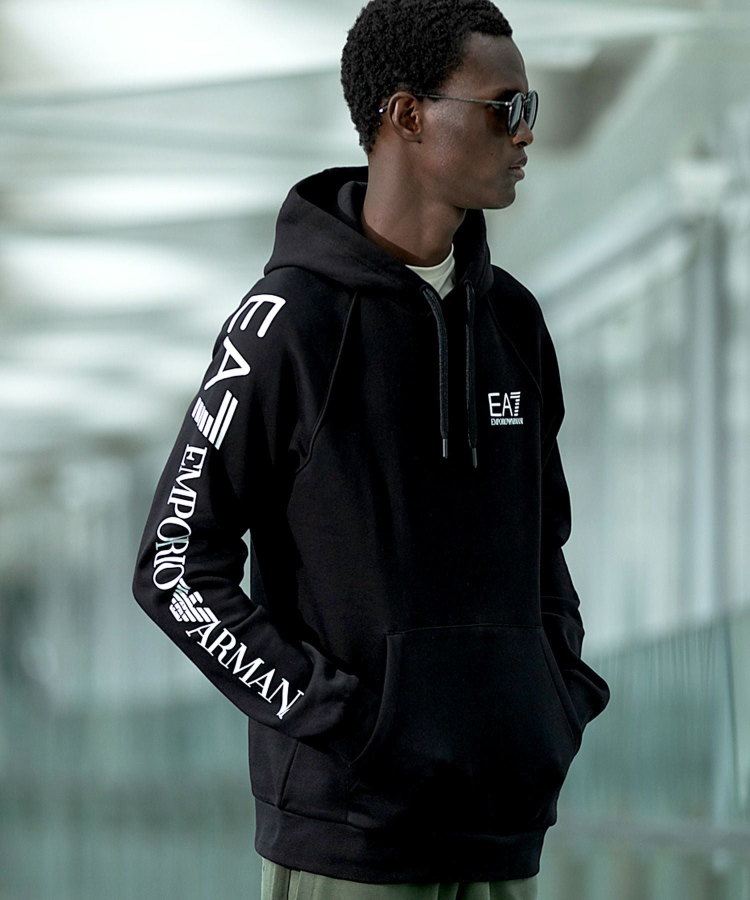 EMPORIO ARMANI EA7 スウェット パーカー ネイビー L EMPORIO ARMANI 大きいサイズ メンズ EA7 エンポリオアルマーニ