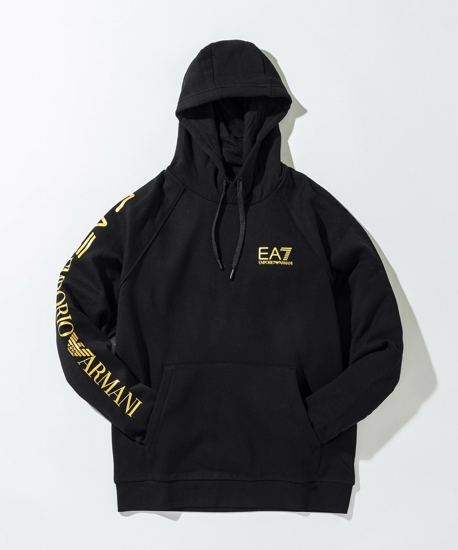 Emporio Armani EA7パーカー ゴールドロゴ　ブラック EMPORIO ARMANI エンポリオ アルマーニ EA7 パーカー プルオーバー