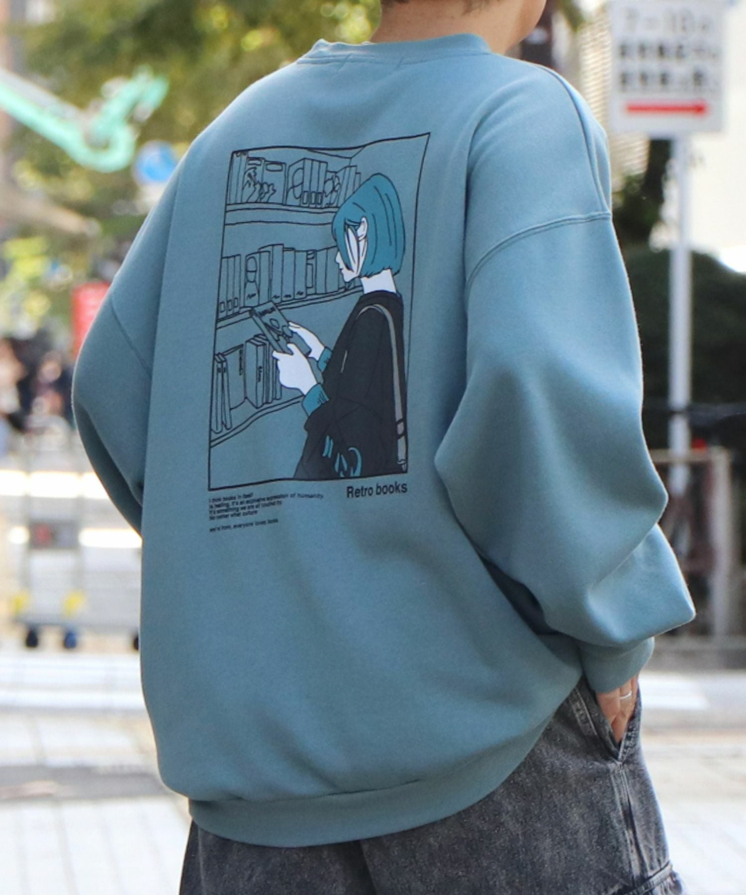 NILøS プリントプルオーバーナイロンスウェット バックジップ 裏ボア 