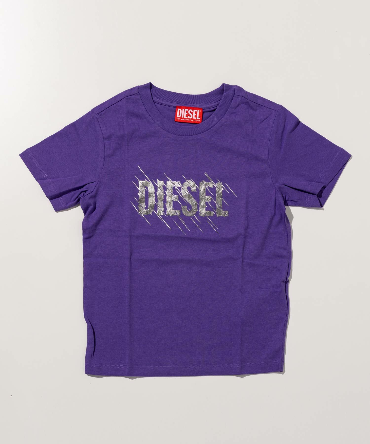 DIESEL ディーゼル タイダイTシャツ総柄 ロゴプレート付ホワイト×パープル DIESEL ディーゼル タイダイTシャツ総柄 ロゴプレート付ホワイト