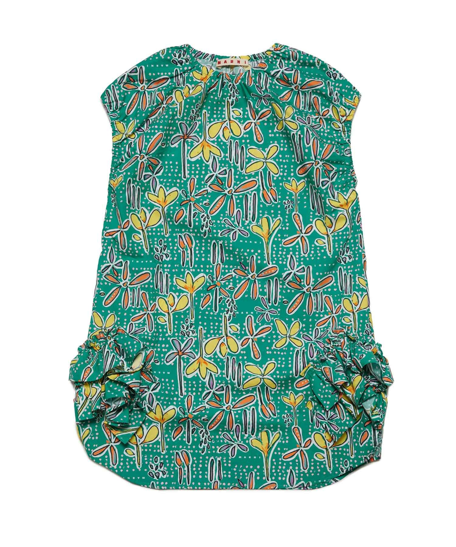 MARNI マルニ シルク混 花柄バルーンスリーブコクーンワンピース 半袖
