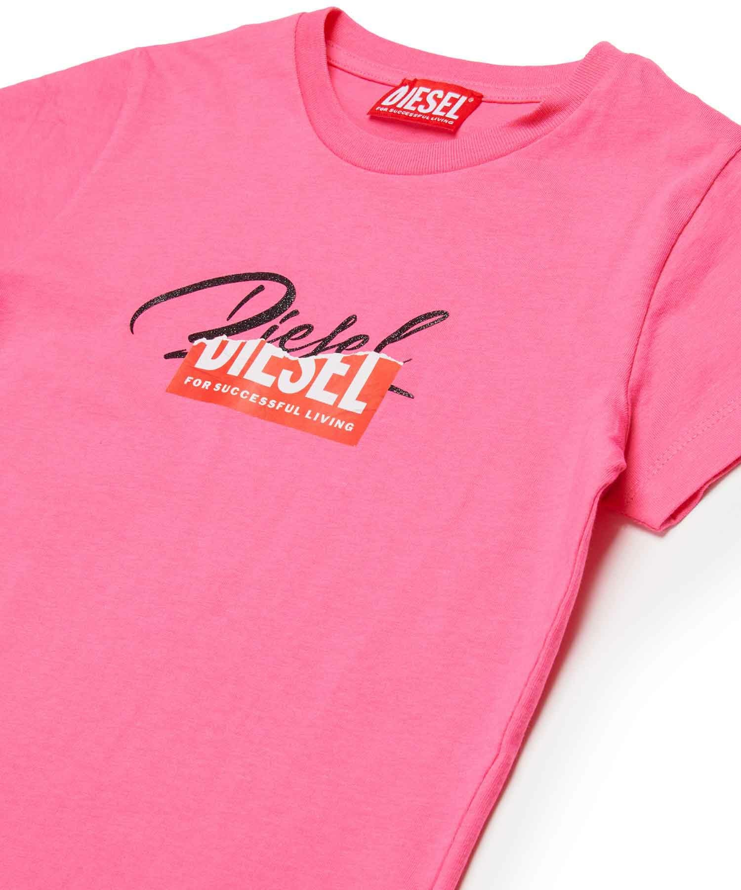 DIESEL ブラック/ピンク Tシャツ 半袖 DIESEL（ディーゼル） メンズクルーネックTシャツ A16146 0CPAJ / T