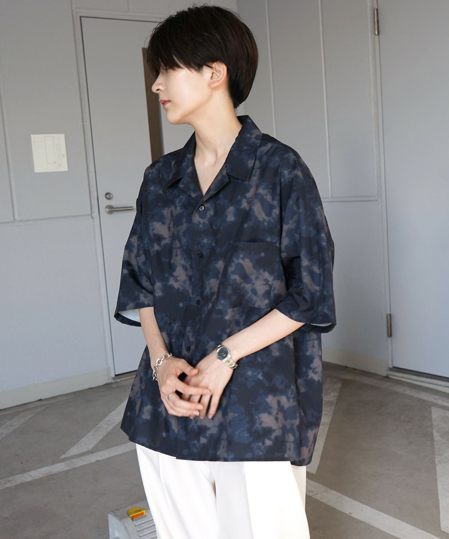 Confirm(コンファーム)ビッグシルエット オープンカラー総柄半袖シャツ 