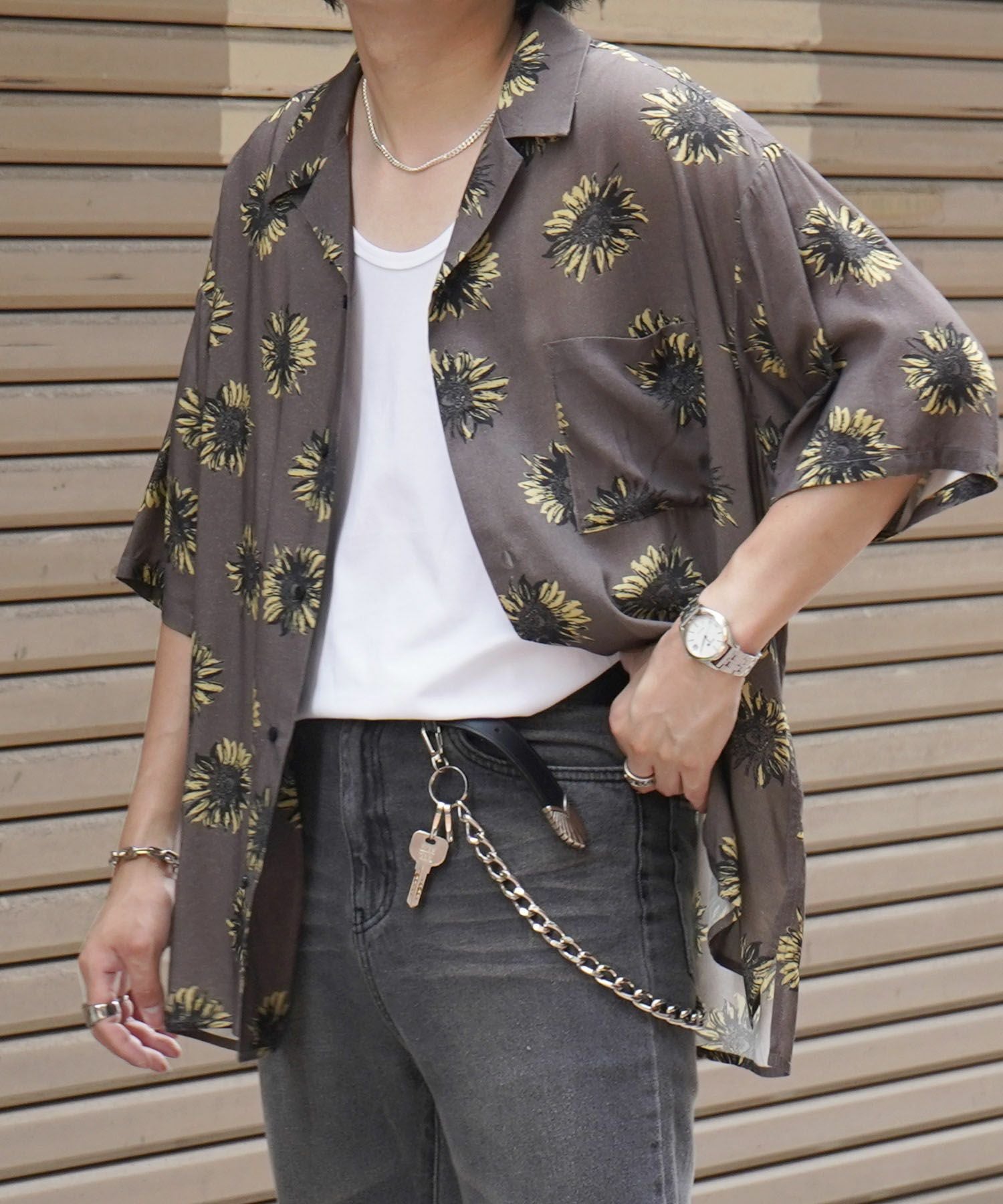Confirm(コンファーム)ビッグシルエット オープンカラー総柄半袖シャツ
