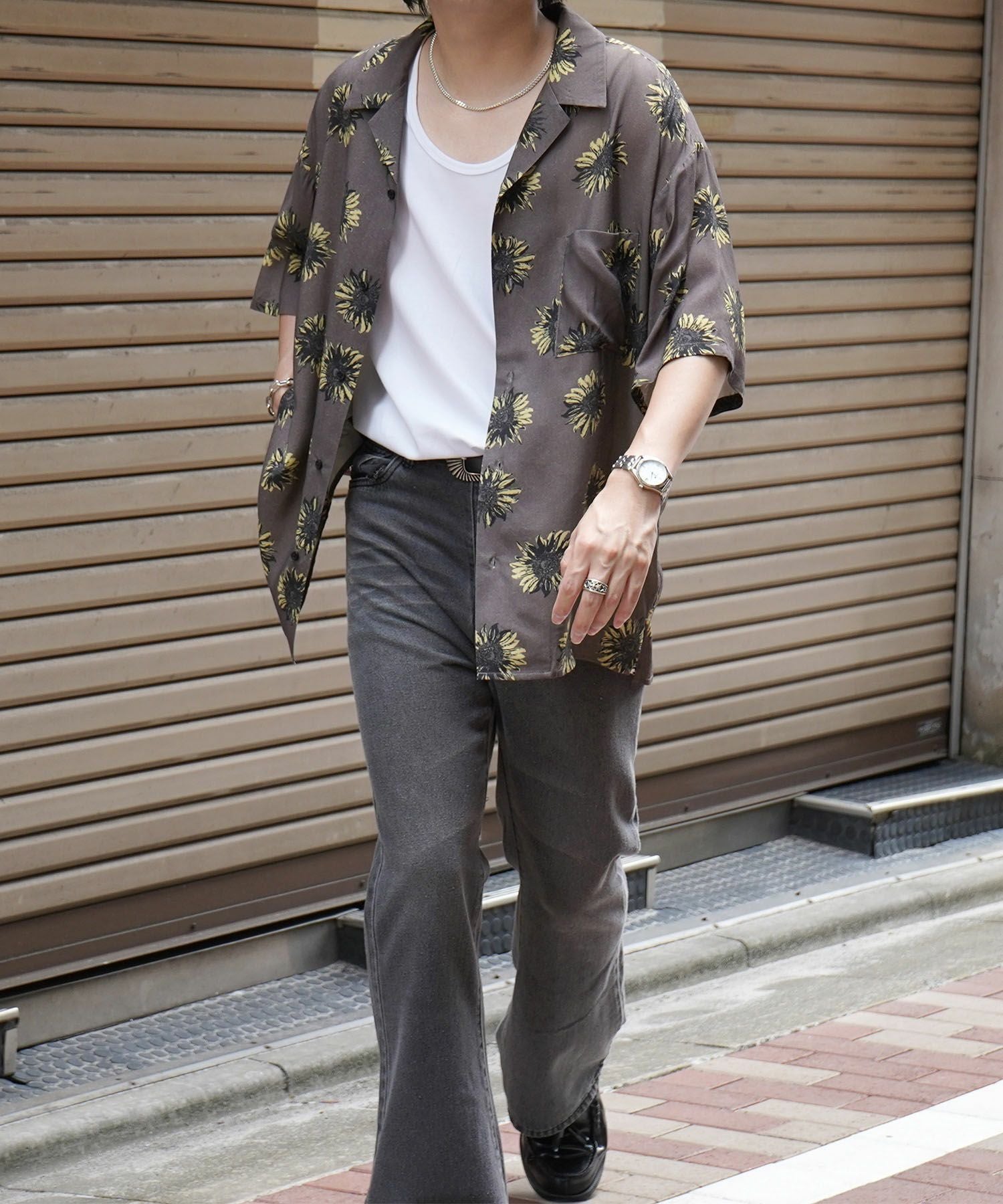 Confirm(コンファーム)ビッグシルエット オープンカラー総柄半袖シャツ