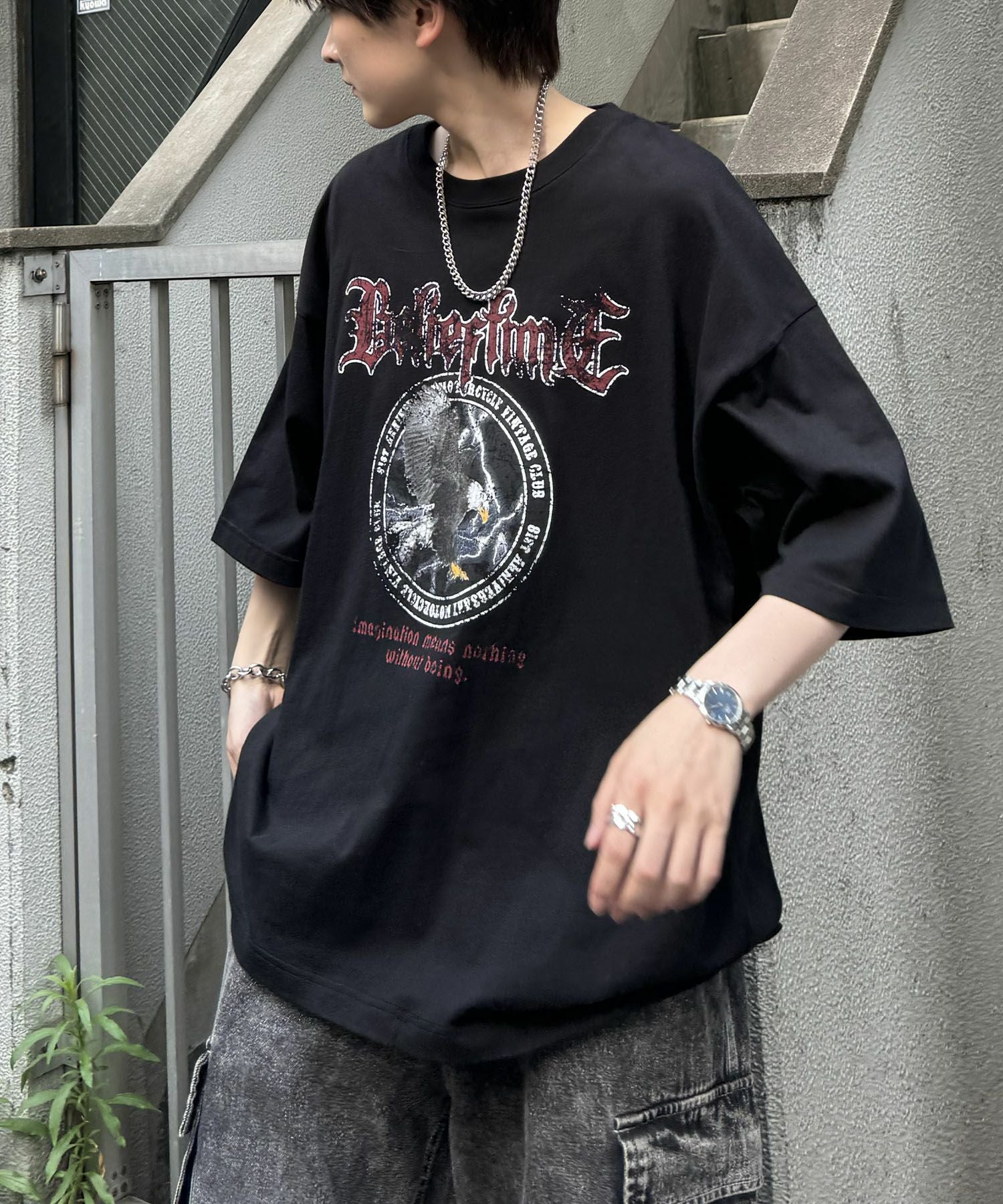 ILL'S（イルズ）ヴィンテージライク ロックプリント レトロ ピグメント