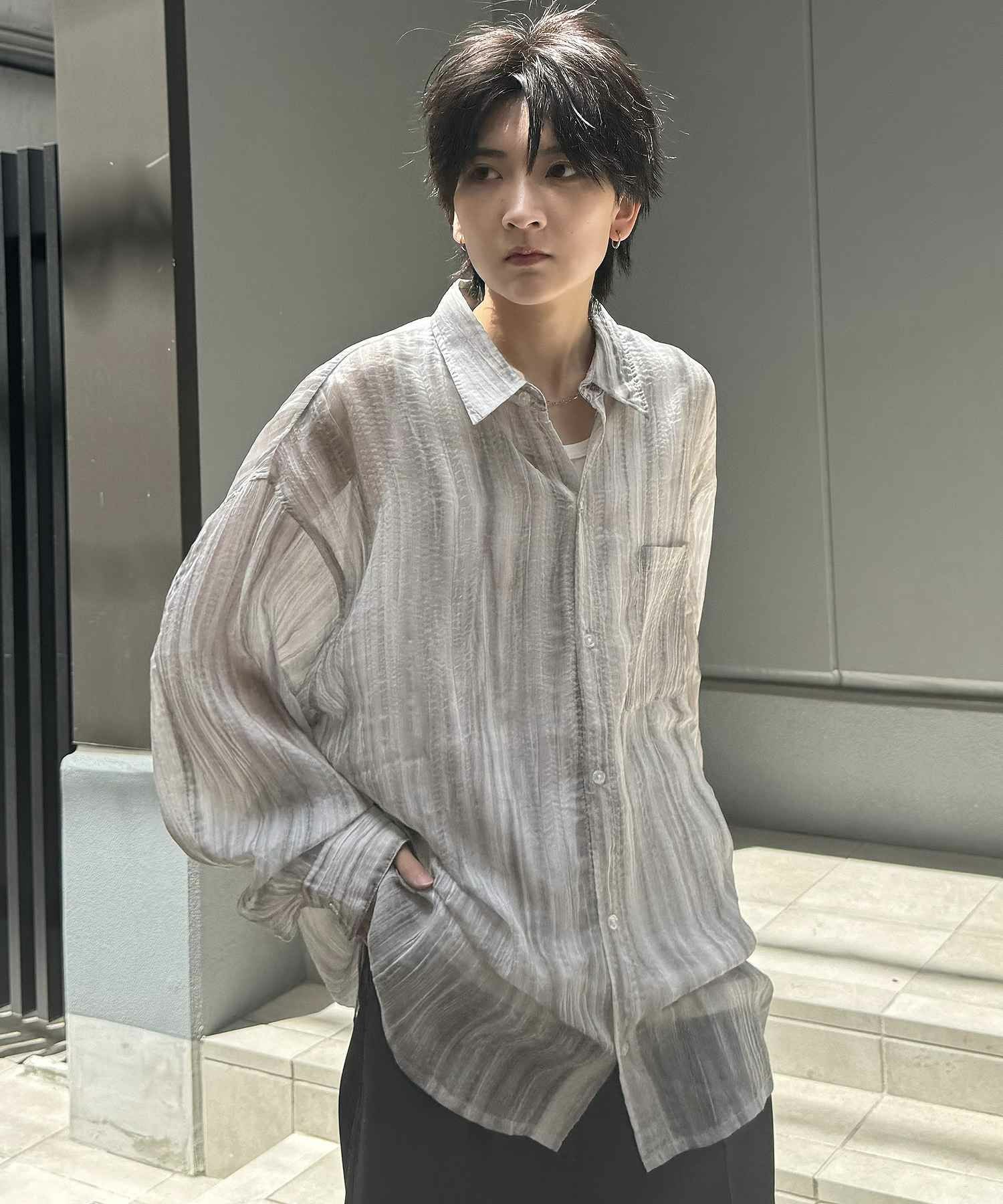 Confirm（コンファーム）ルーズシルエット デザインシアーシャツ 長袖 consse コンセシアーシャツ