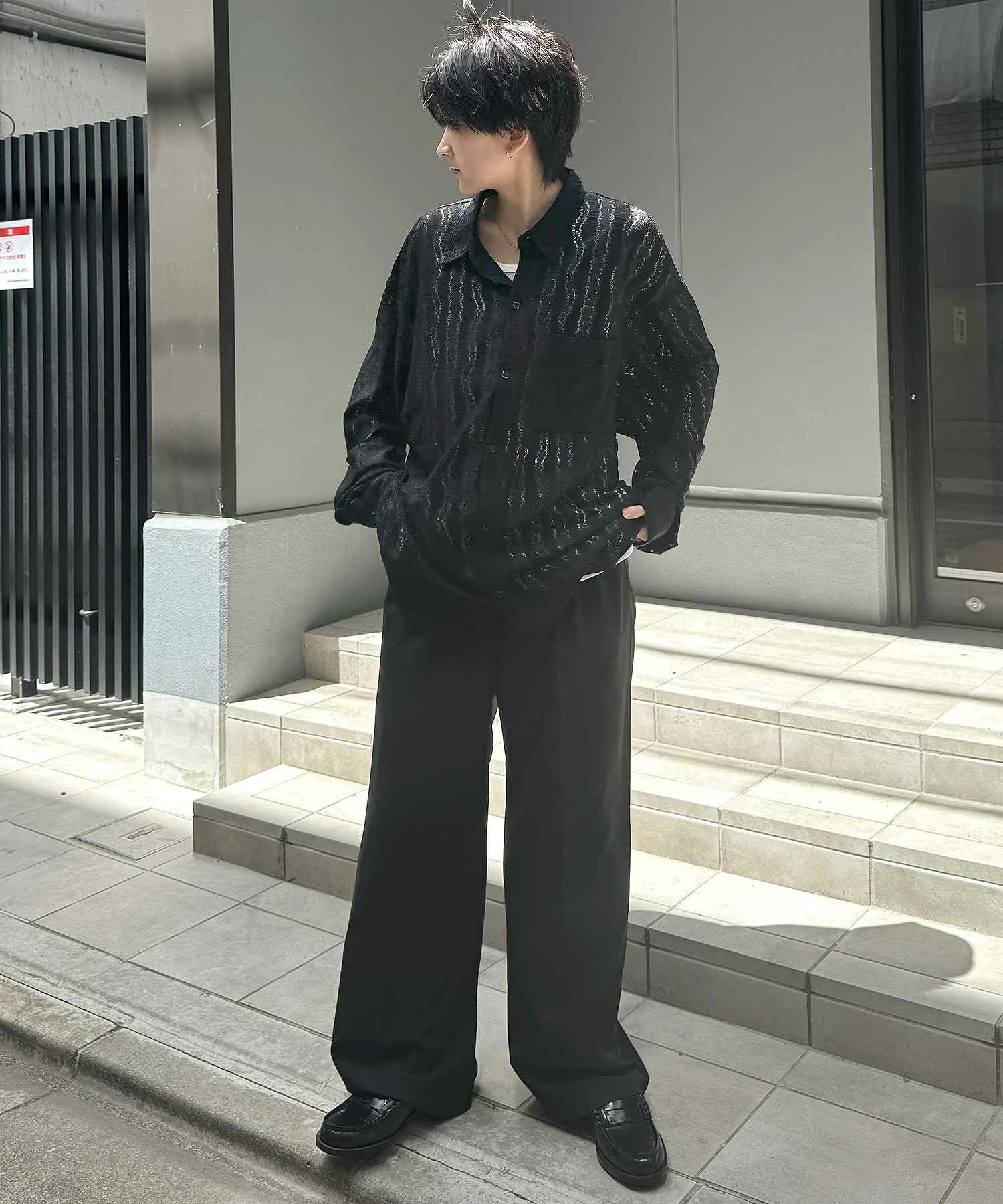 Confirm（コンファーム）ルーズシルエット デザインシアーシャツ 長袖 