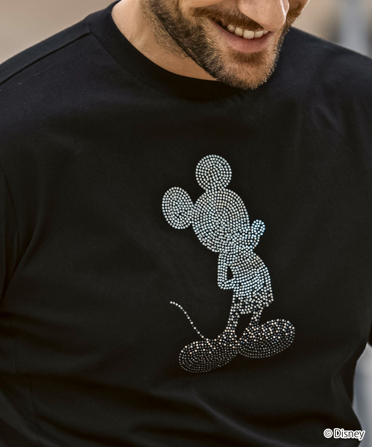1PIU1UGUALE3 RELAX ミッキー ラインストーン Tシャツ L 1PIU1UGUALE3 RELAX(ウノピゥウノウグァーレトレ リラックス