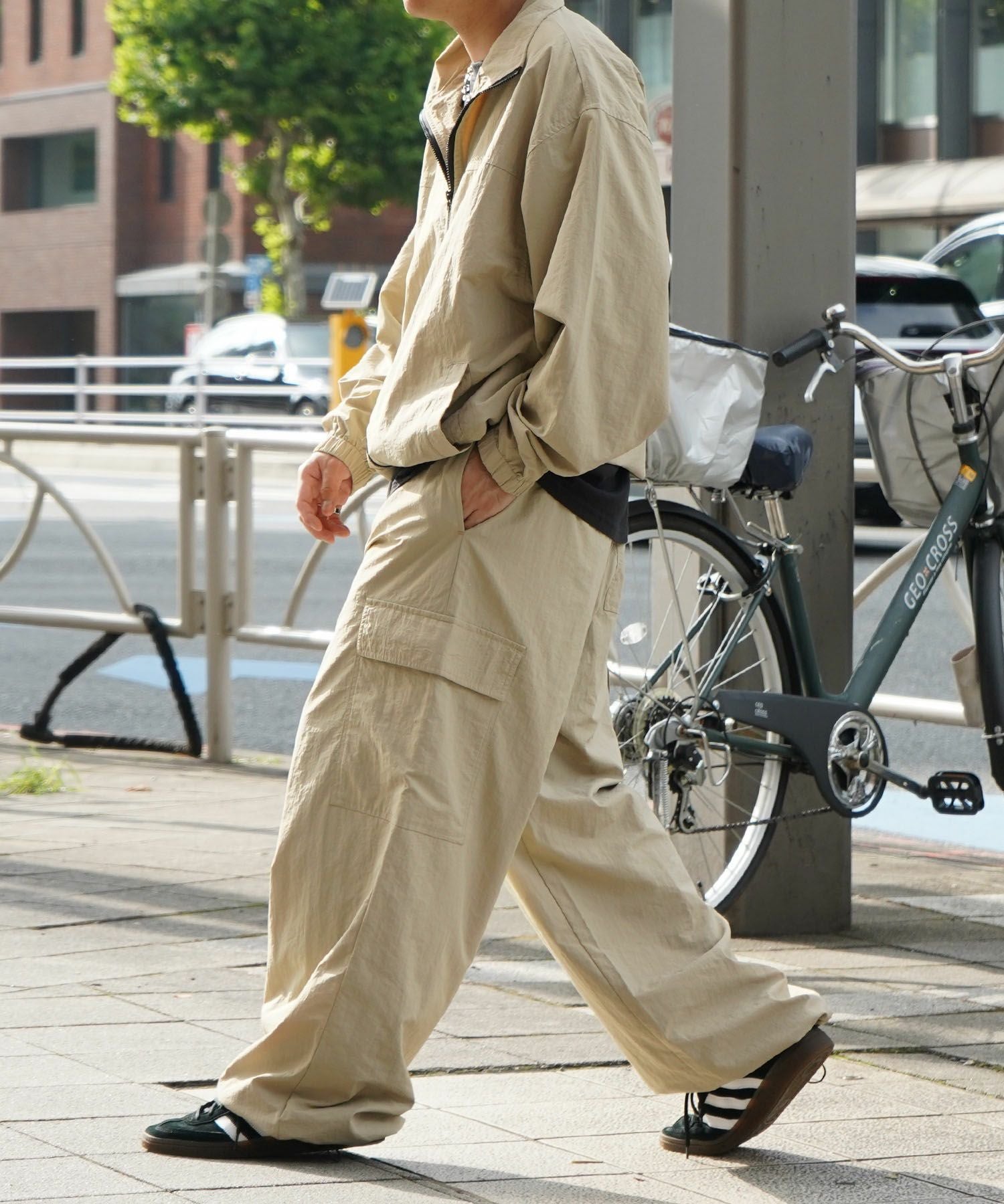 ILL'S（イルズ）【セットアップ対応】ナイロンワイドカーゴパンツ