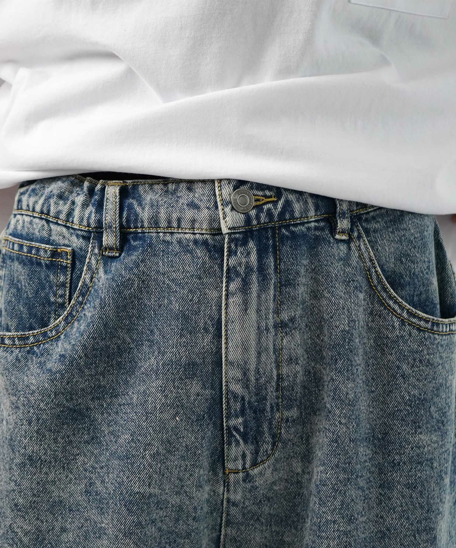 ILL'S(イルズ)【96thes】サイドカットオフ ワイドルーズデニムパンツ