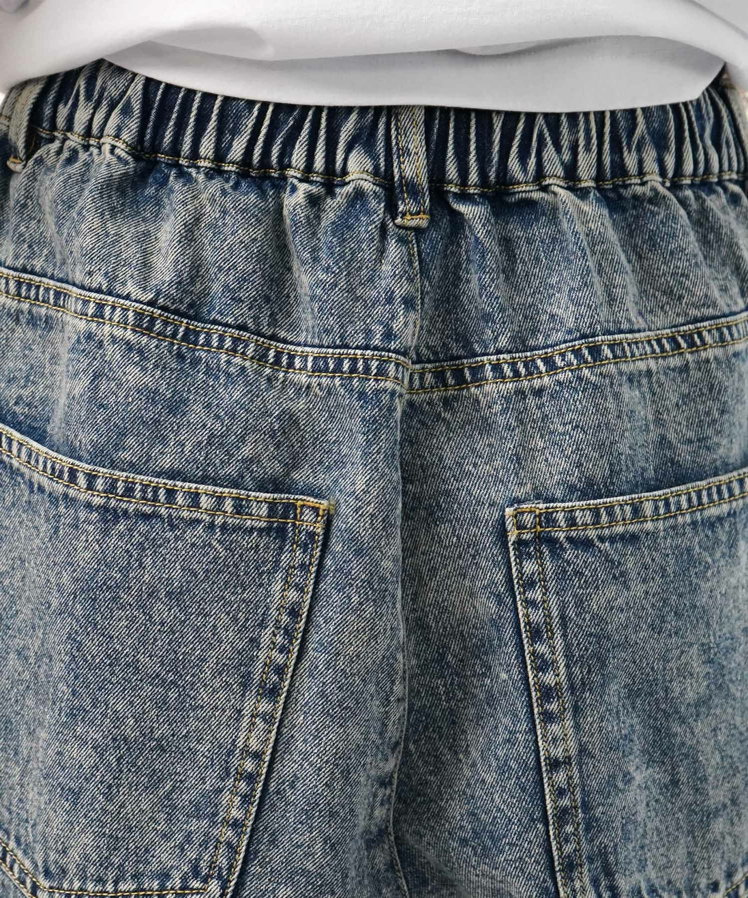 ILL'S(イルズ)【96thes】サイドカットオフ ワイドルーズデニムパンツ