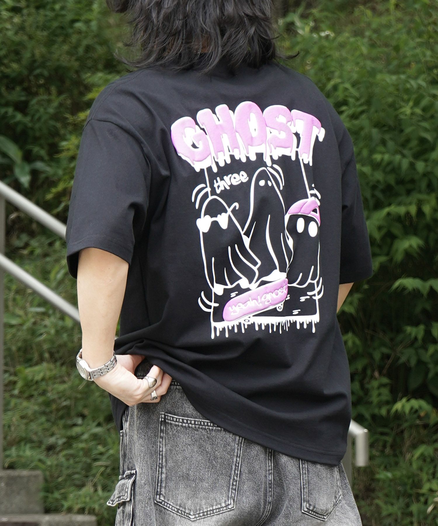 ILL'S(イルズ)ゴースト 発泡バックプリント ビッグシルエット半袖T