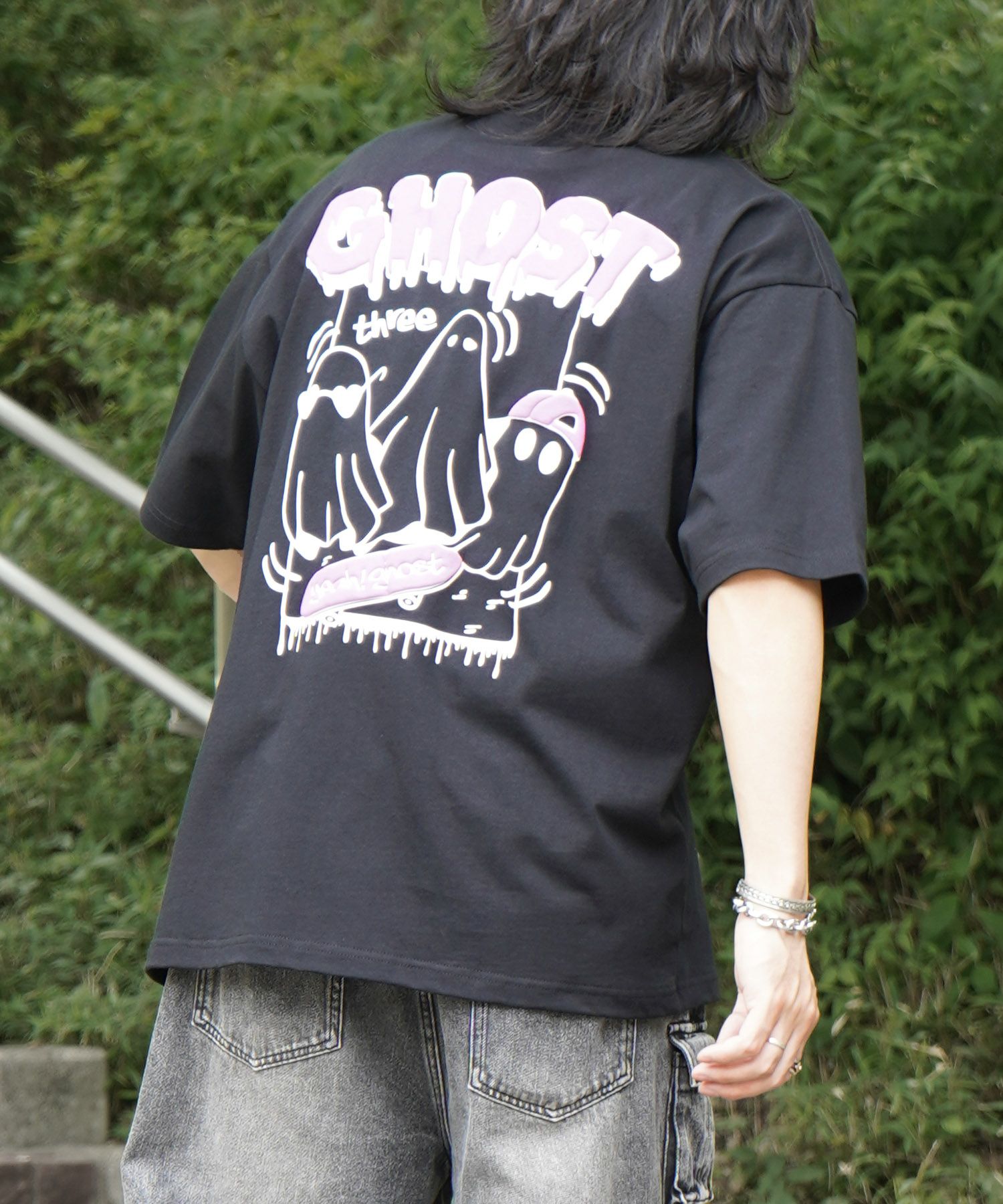 ILL'S(イルズ)ゴースト 発泡バックプリント ビッグシルエット半袖T