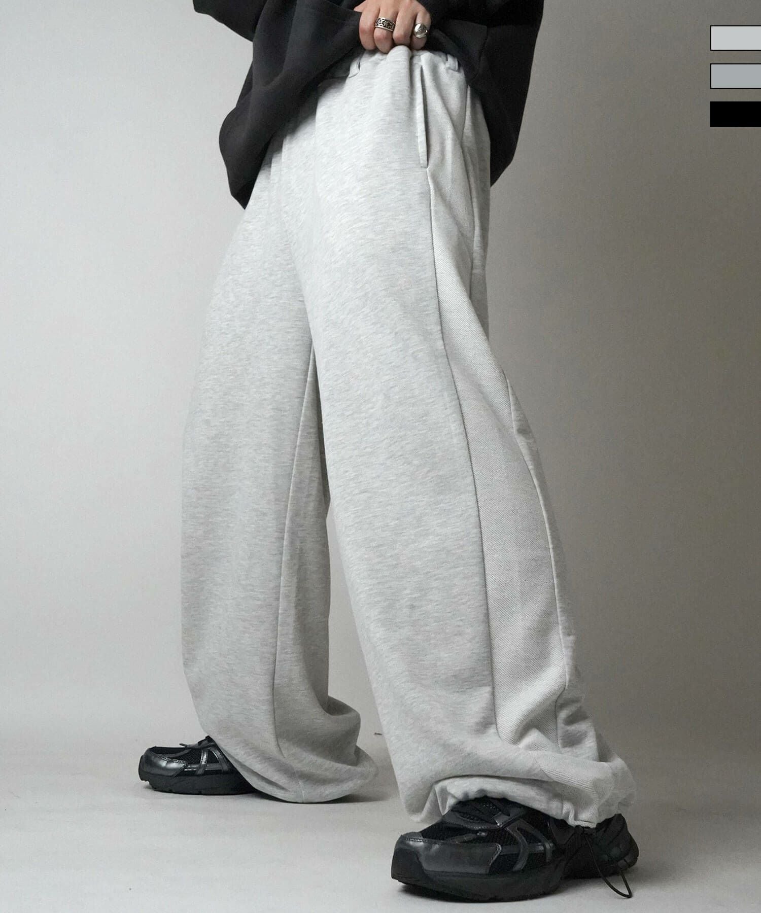ILL'S（イルズ）AW サイド切替 裏毛スウェットワイドストレートパンツ