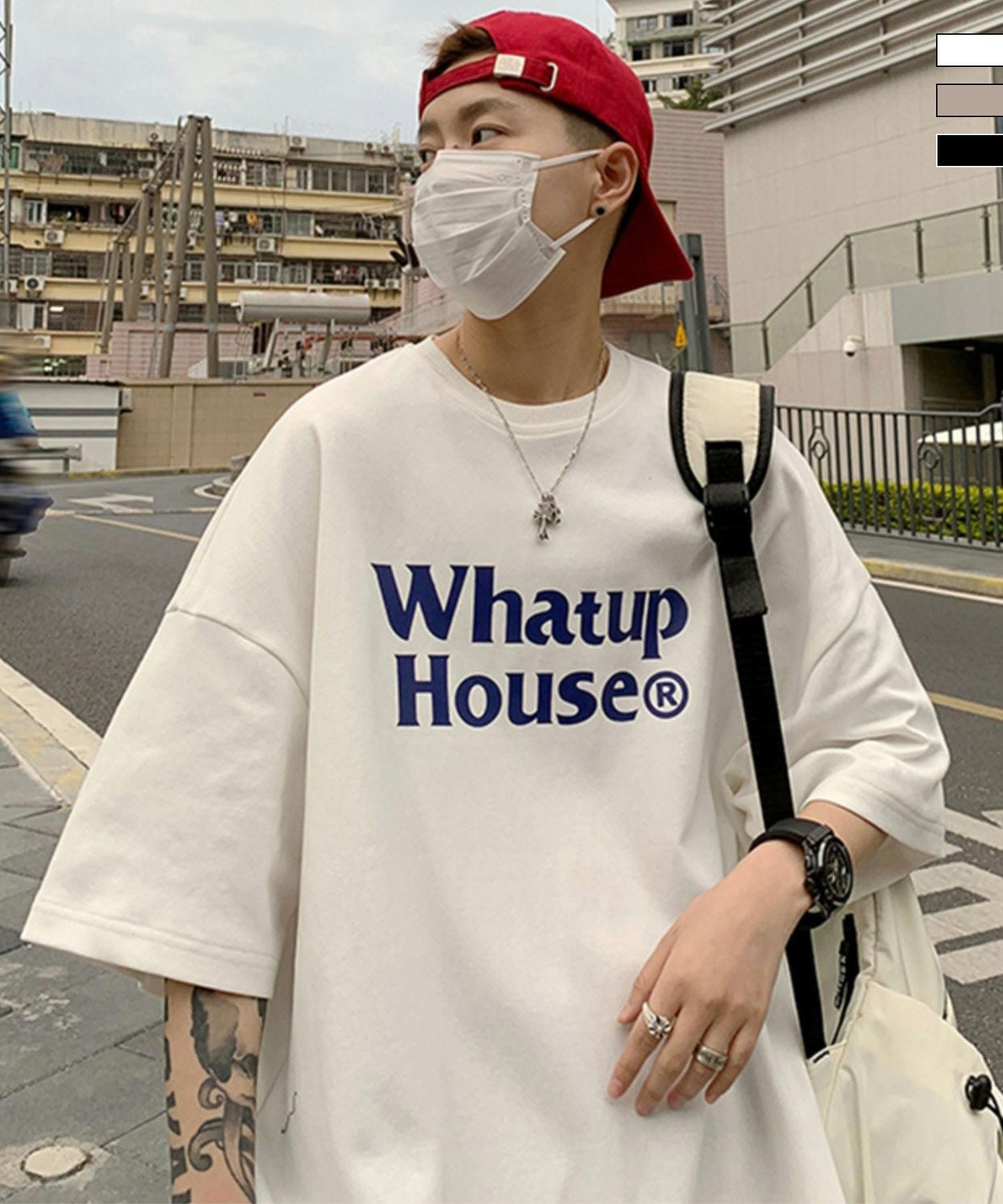 ILL'S（イルズ）韓国ストリート ビッグシルエット ロゴプリントTシャツ