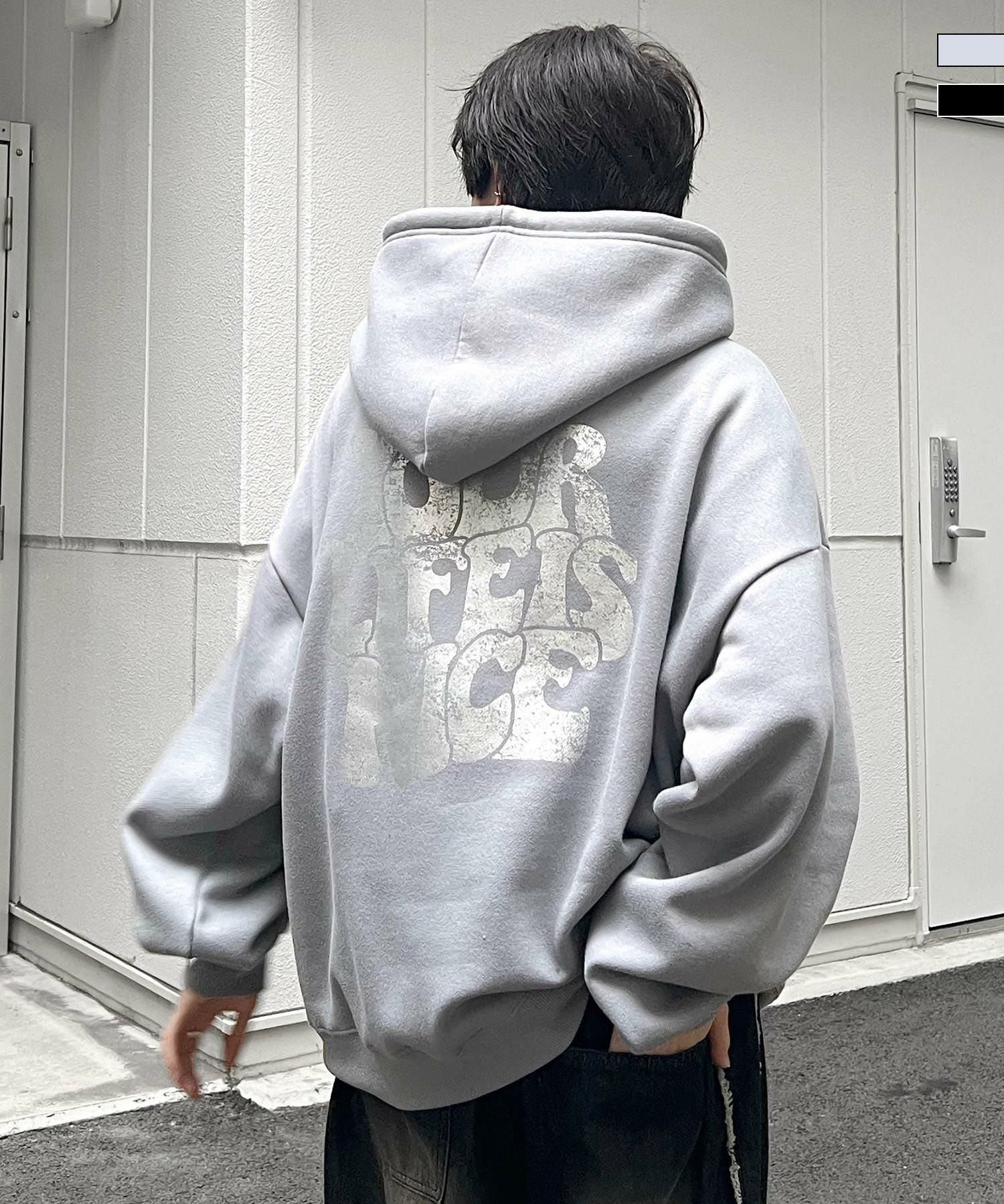 ILL'S（イルズ） 箔プリント 韓国ストリート アソートプリントパーカー