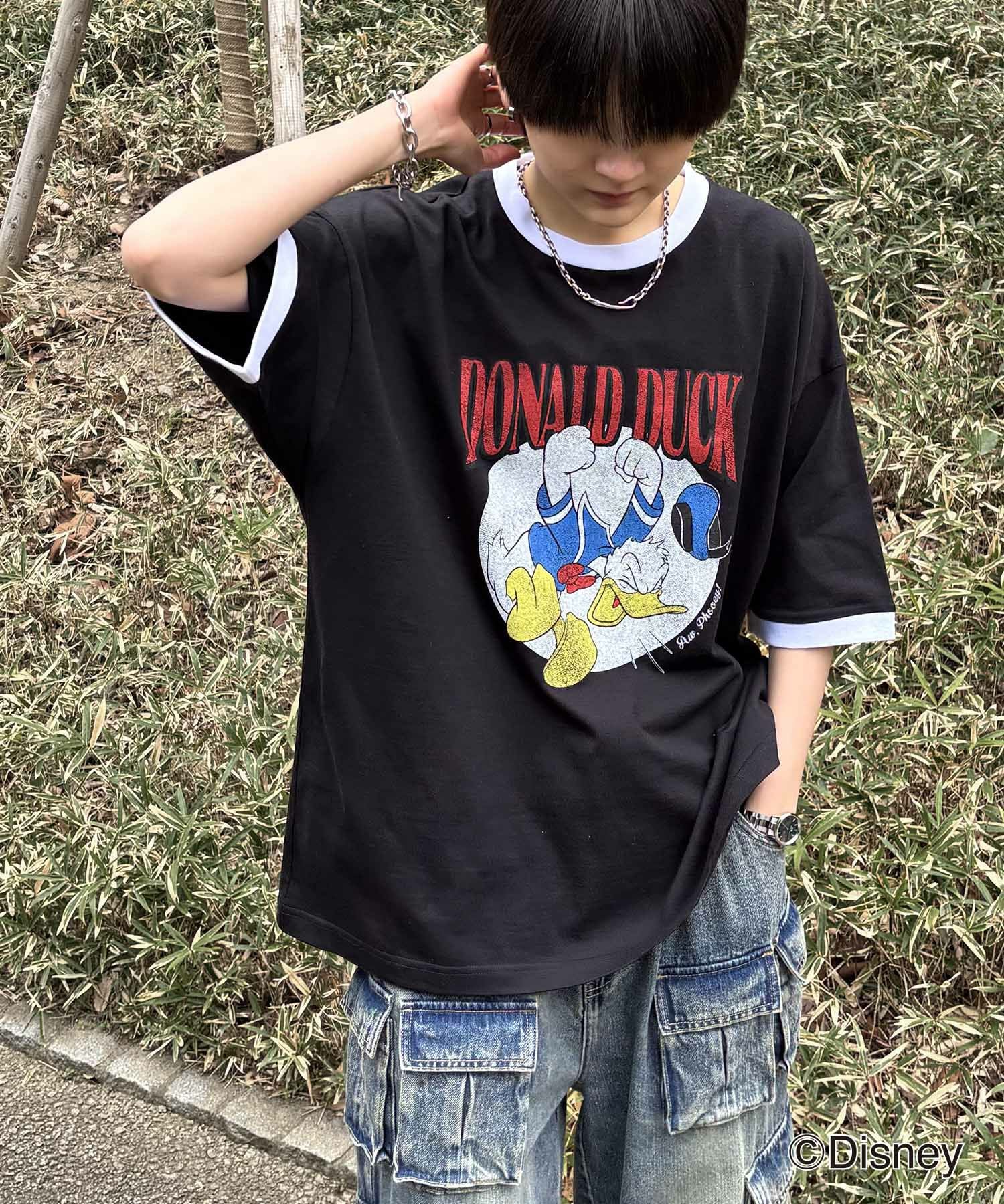 【希少】USA製 ドナルド リンガーtシャツ S 80s USA製 Disneyディズニー Disneylandディズニーランド ドナルド