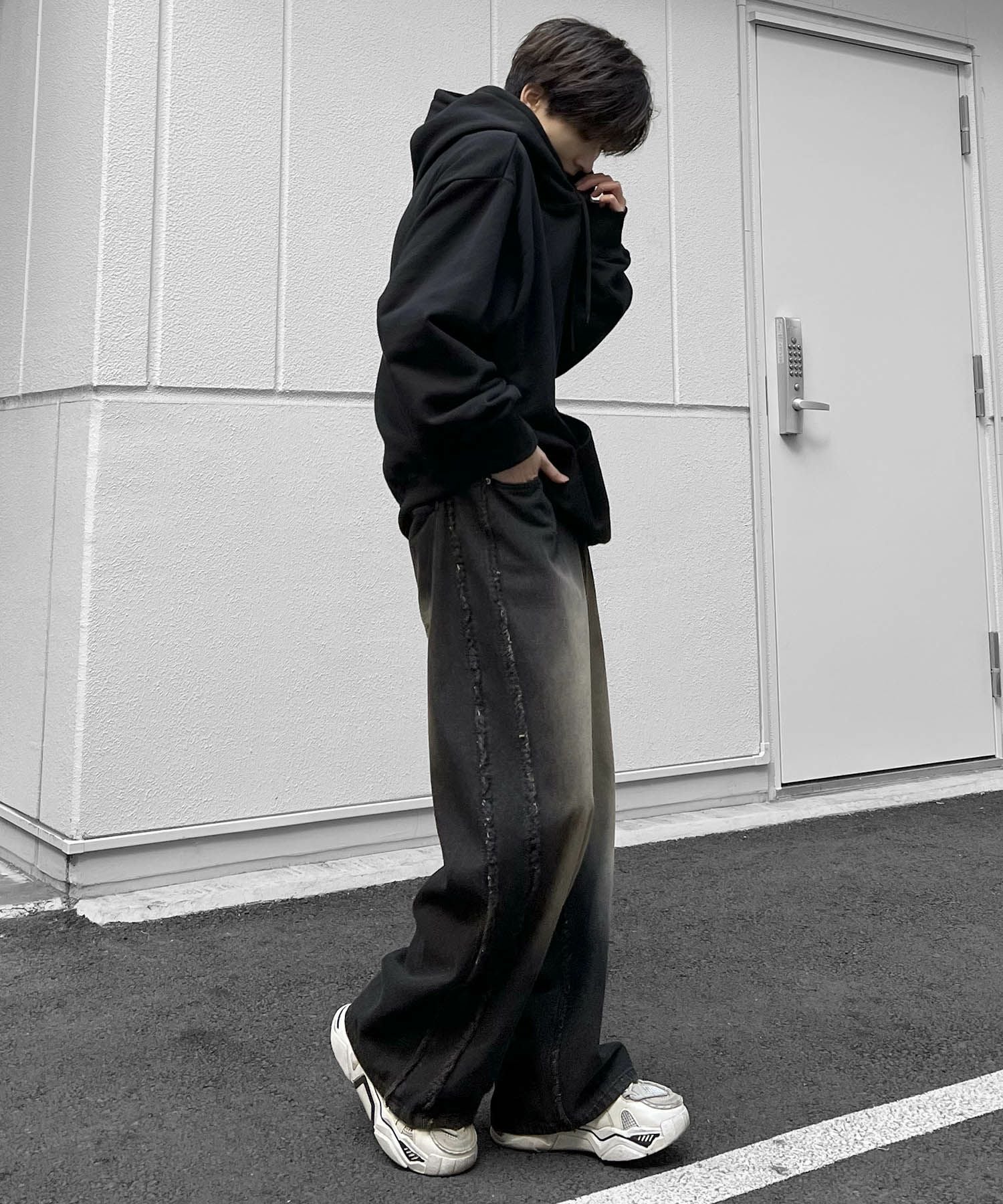 VYBES スパンコール付きパンツ グレー hiphop ラインストーン 黒 灰