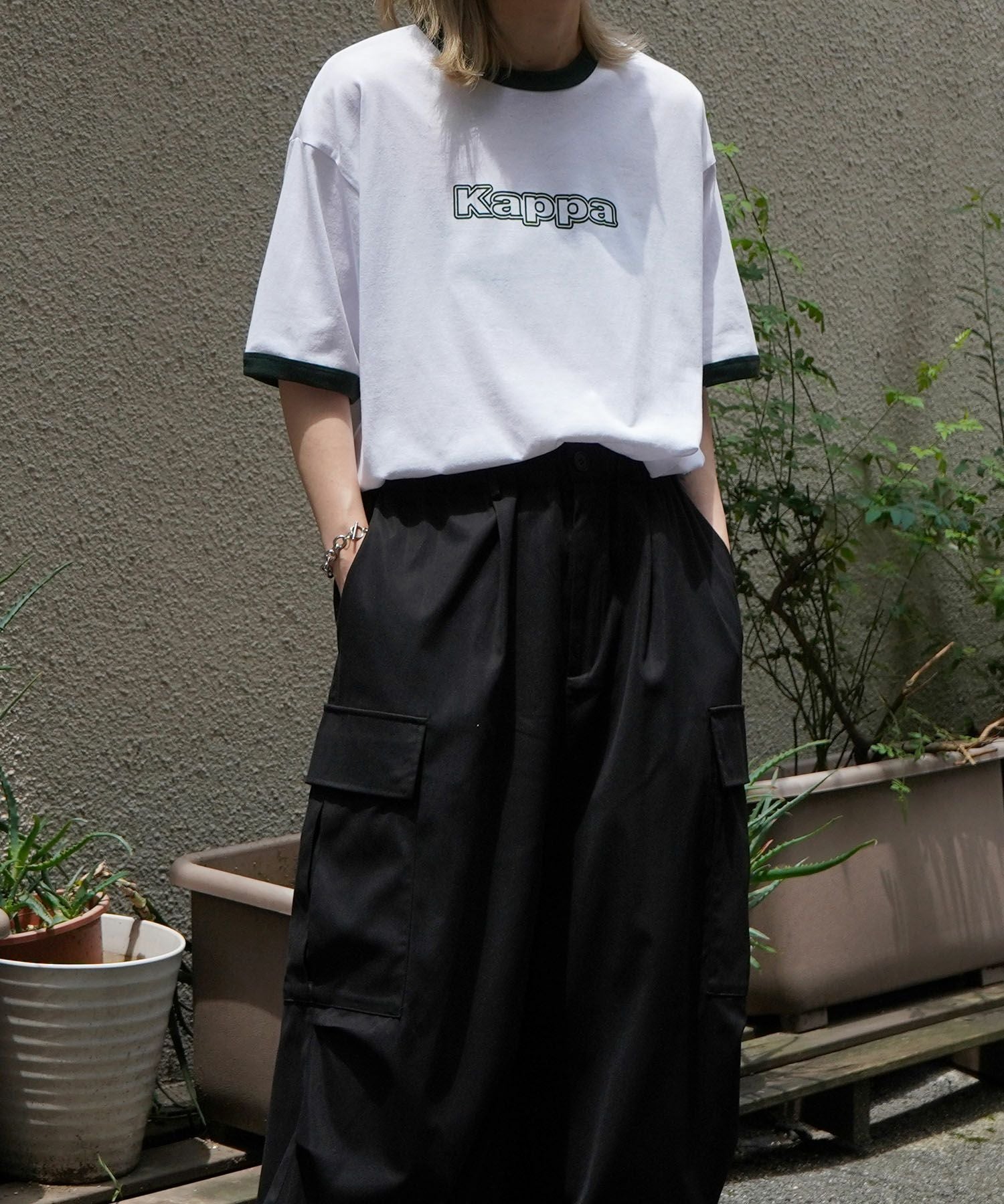 KAPPA（カッパ）ブランドロゴプリント ビッグシルエット 半袖リンガーT