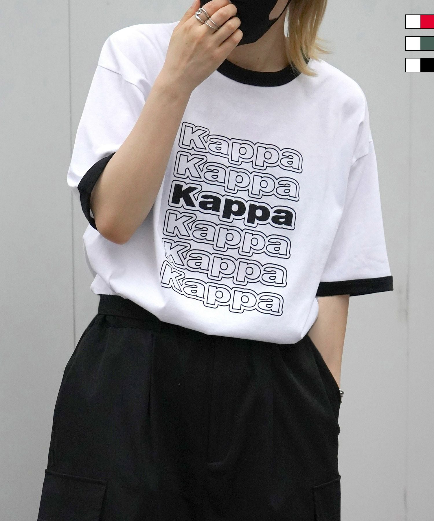 KAPPA（カッパ）ブランドロゴプリント ビッグシルエット 半袖リンガーT