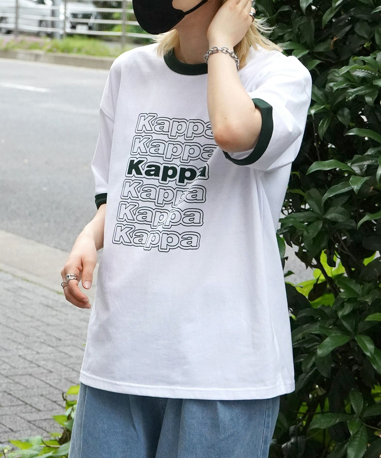 KAPPA（カッパ）ブランドロゴプリント ビッグシルエット 半袖リンガーT