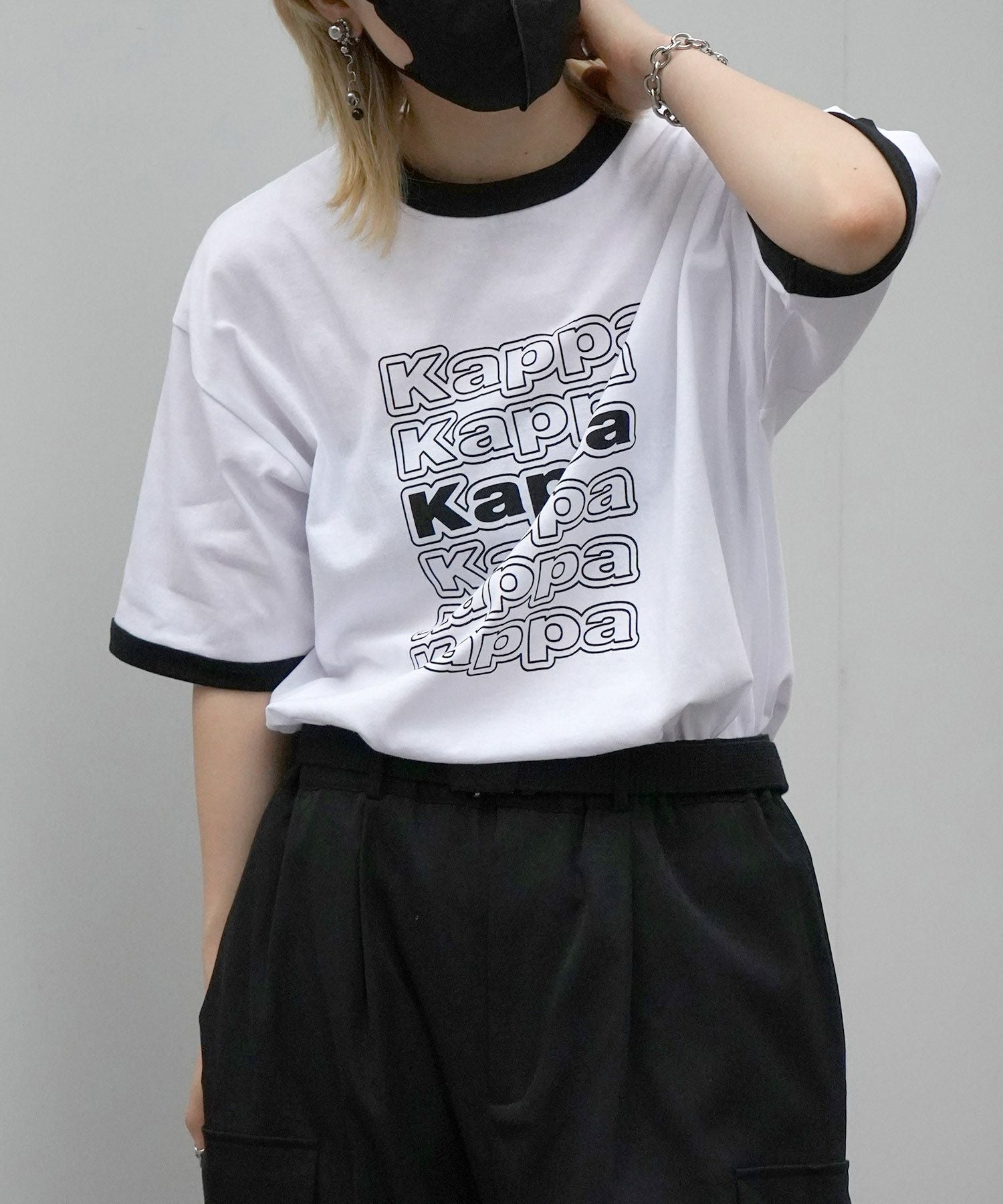KAPPA（カッパ）ブランドロゴプリント ビッグシルエット 半袖リンガーT