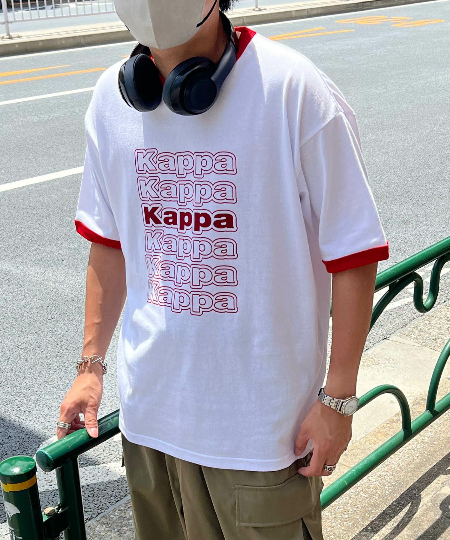 KAPPA（カッパ）ブランドロゴプリント ビッグシルエット 半袖リンガーT