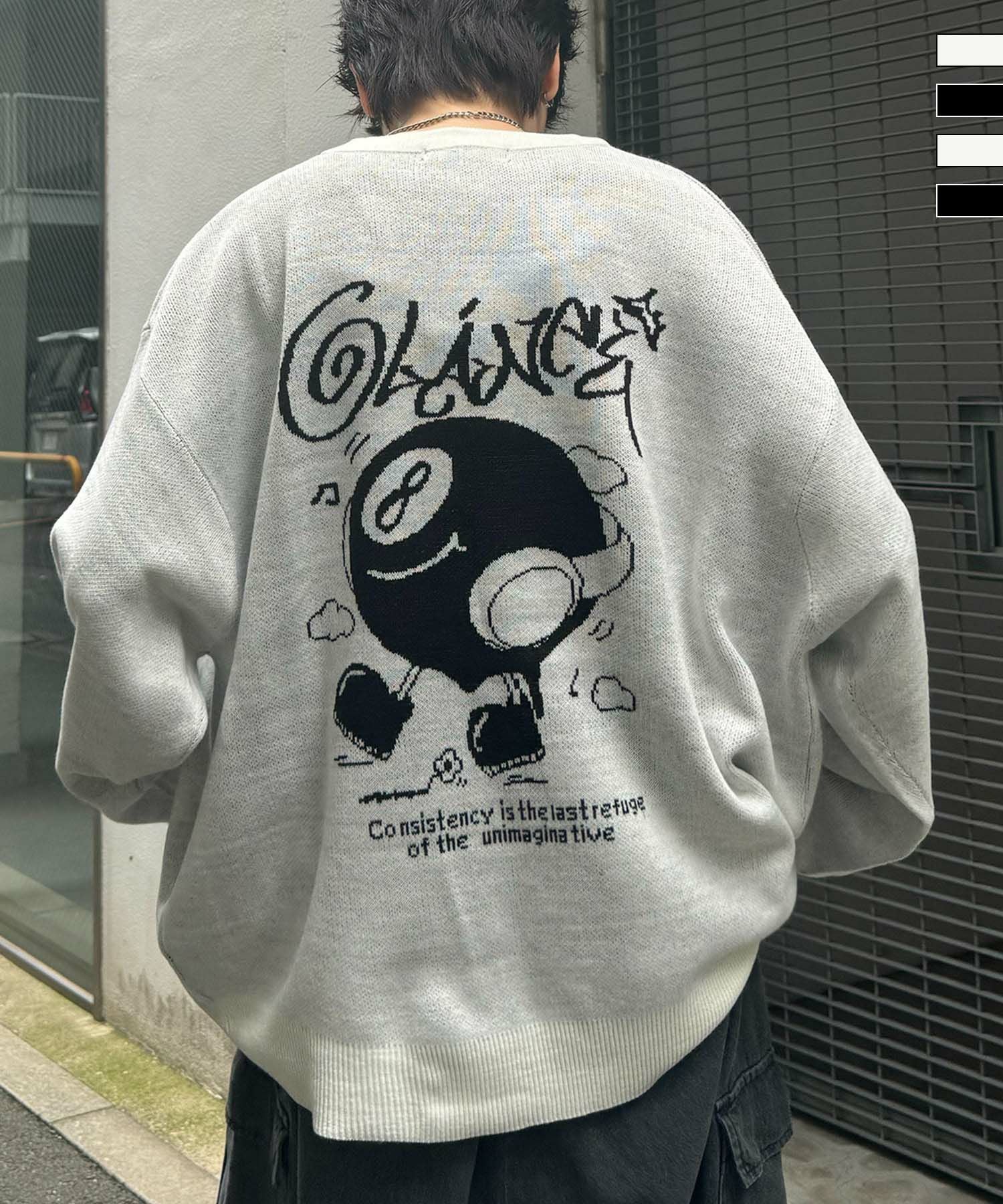 ILL'S（イルズ）8ボール&ゴースト ビッグシルエット ジャガードニット